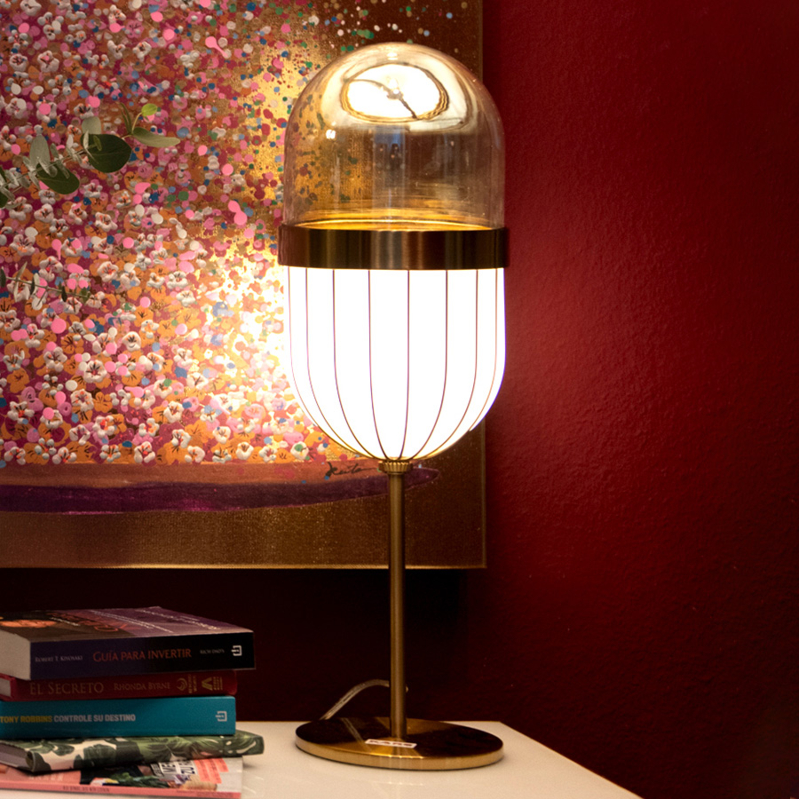 Kare KARE Swing Jazz Oval table lamp, for Living / Dining Room, steel, glass, G9, 10 W, energy efficiency: A++, H: 52 cm