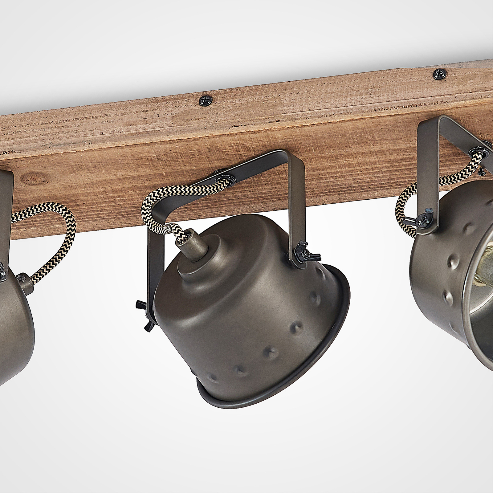 Rubinjo 3 Stropní Lampa Wood/Black - Lindby