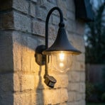 Lindby buitenwandlamp Daphne, zwart, sensor, metaal, E27