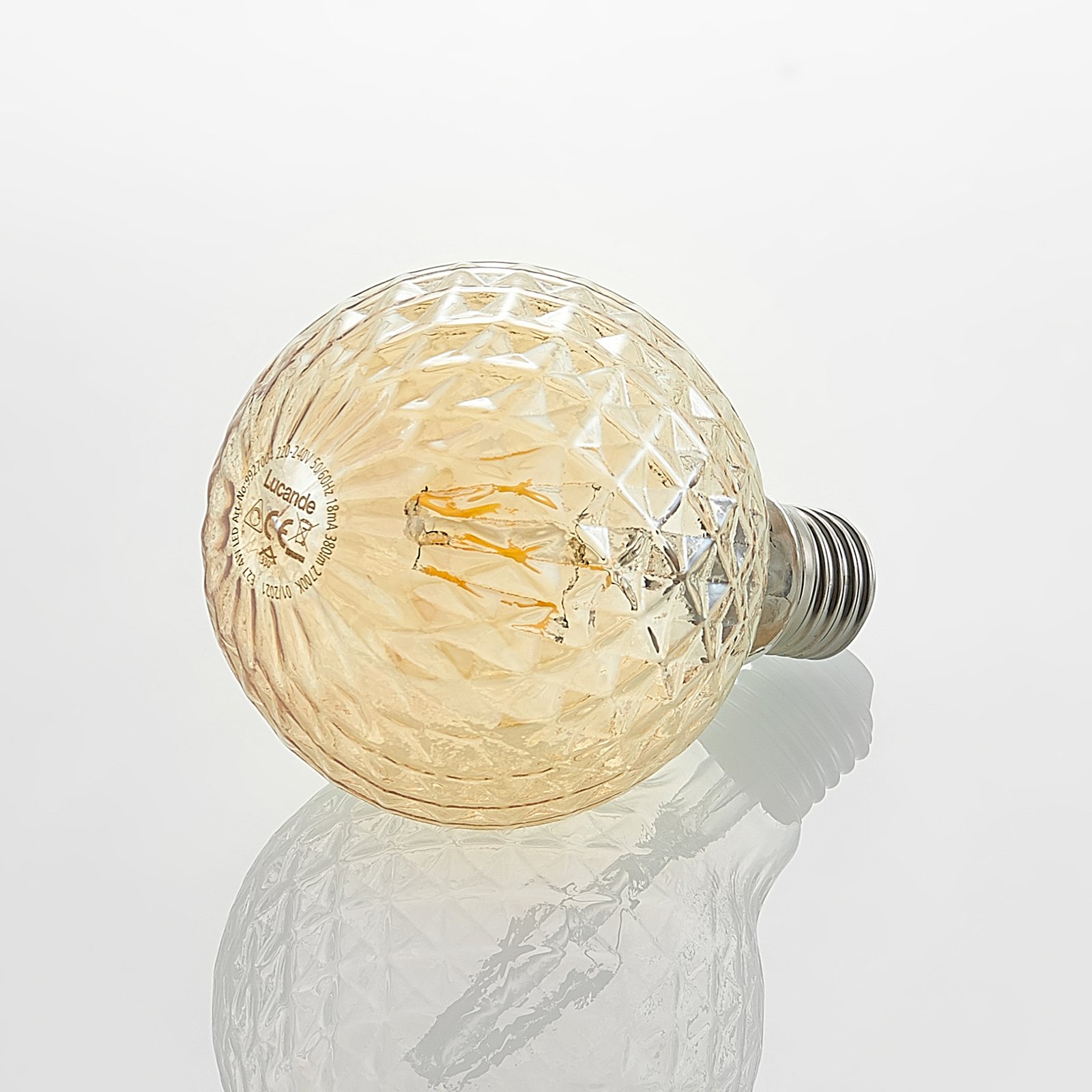 Bombilla LED 4W Amber Facet G95 Regulable E27 - Lucande