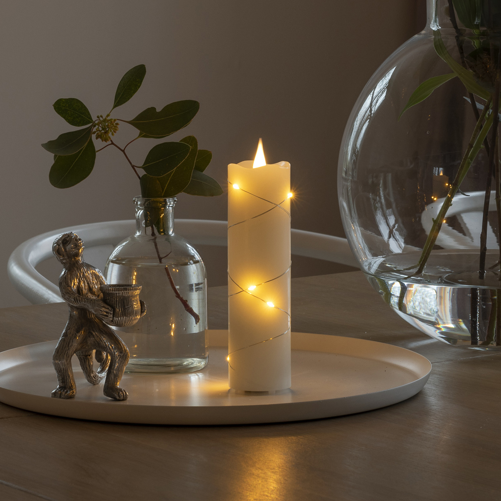 LED vosková sviečka krémová farba jantárová 17,8 cm