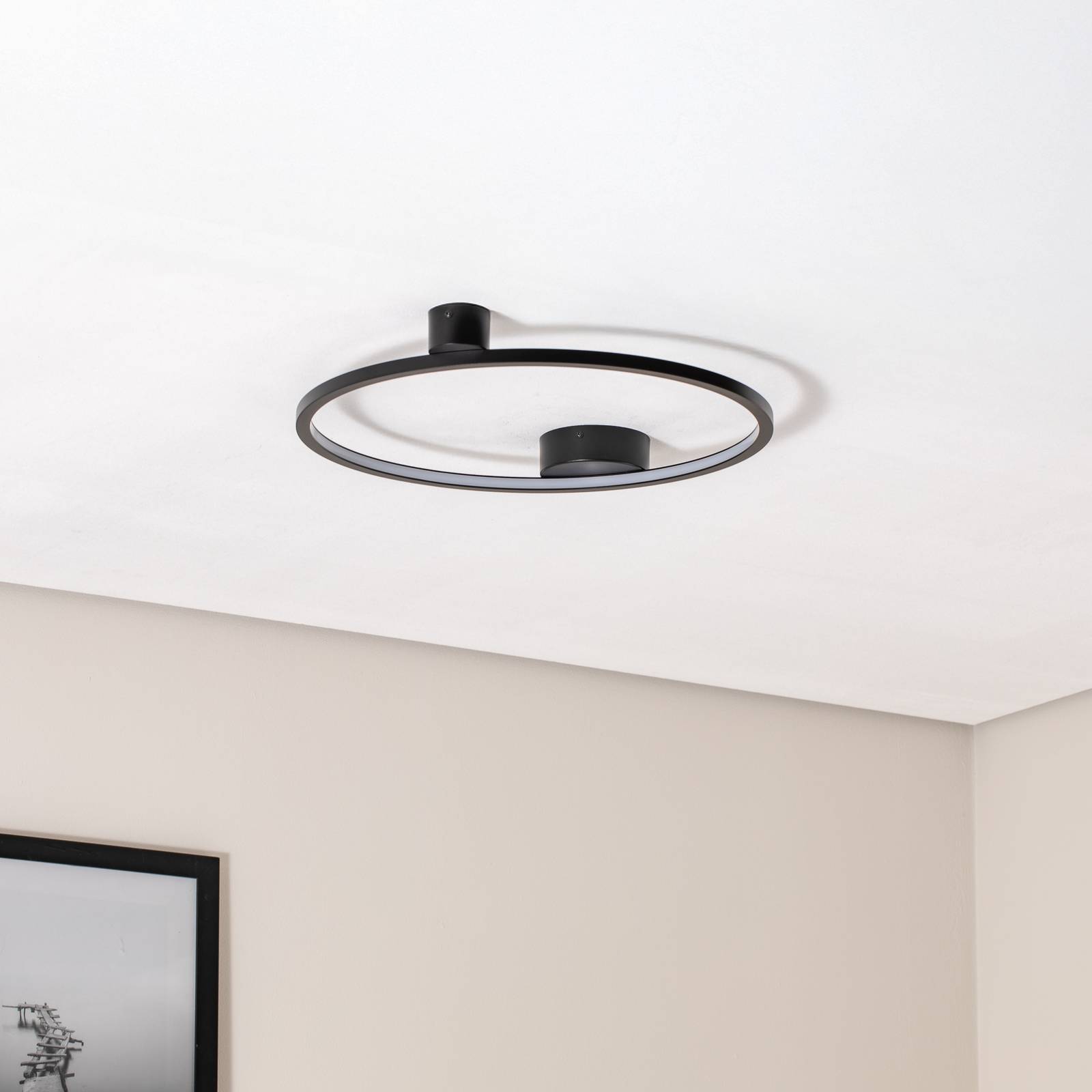 Lampa sufitowa LED Saturno, czarna, Ø 50 cm, metal, 4000 K