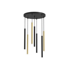 Lámpara colgante Monza, negro/dorado, 7 luces