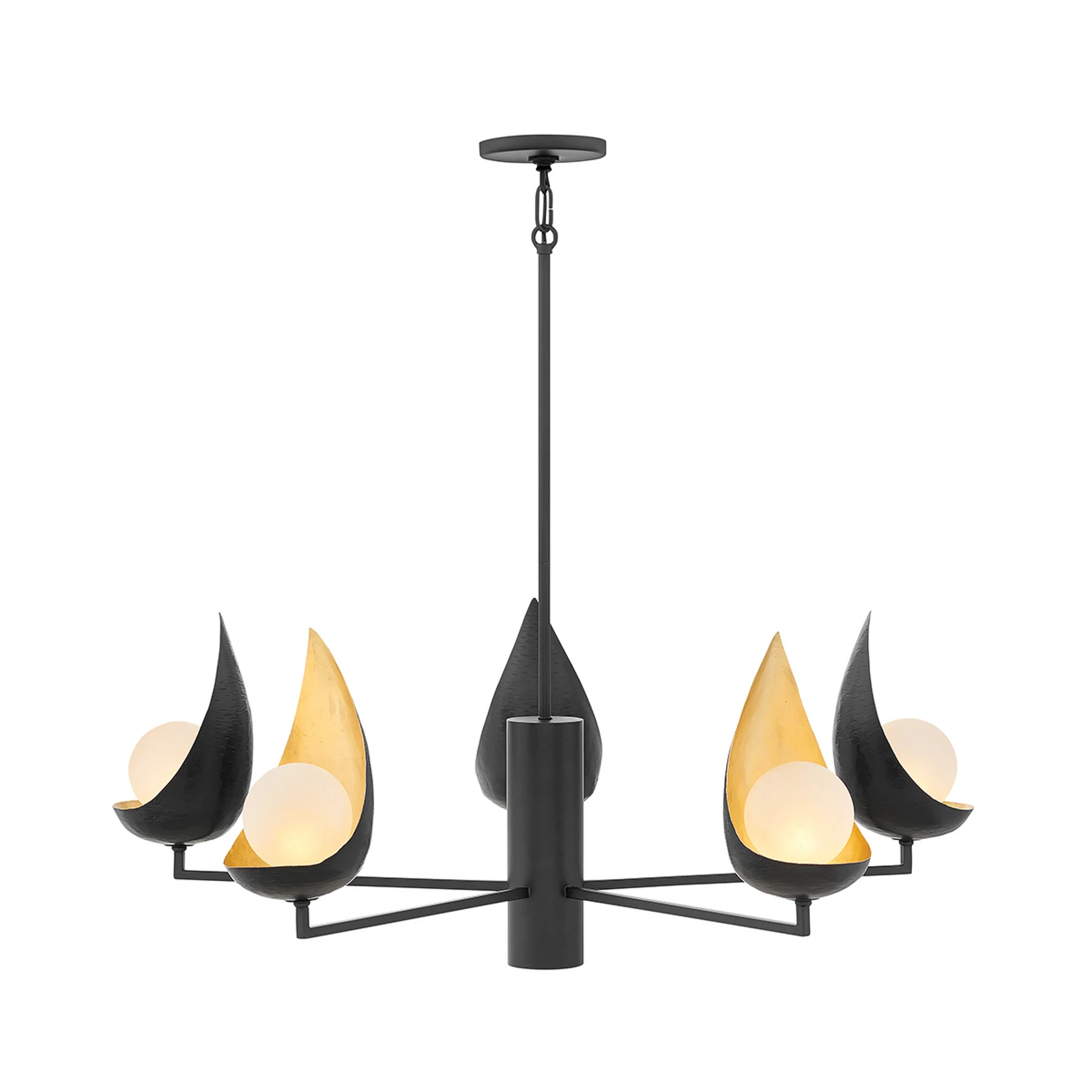 Kronleuchter Ren, 6-flammig, schwarz/gold