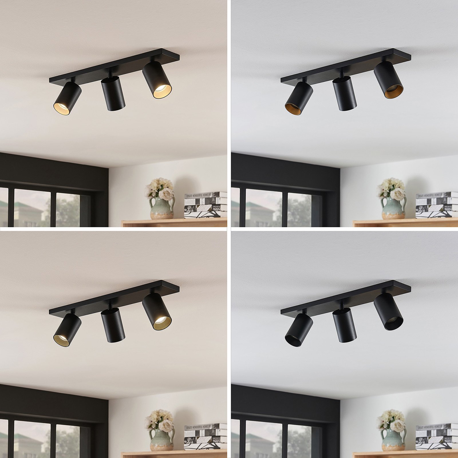 Brinja 3 Ceiling Lamp Black/Gold - Arcchio