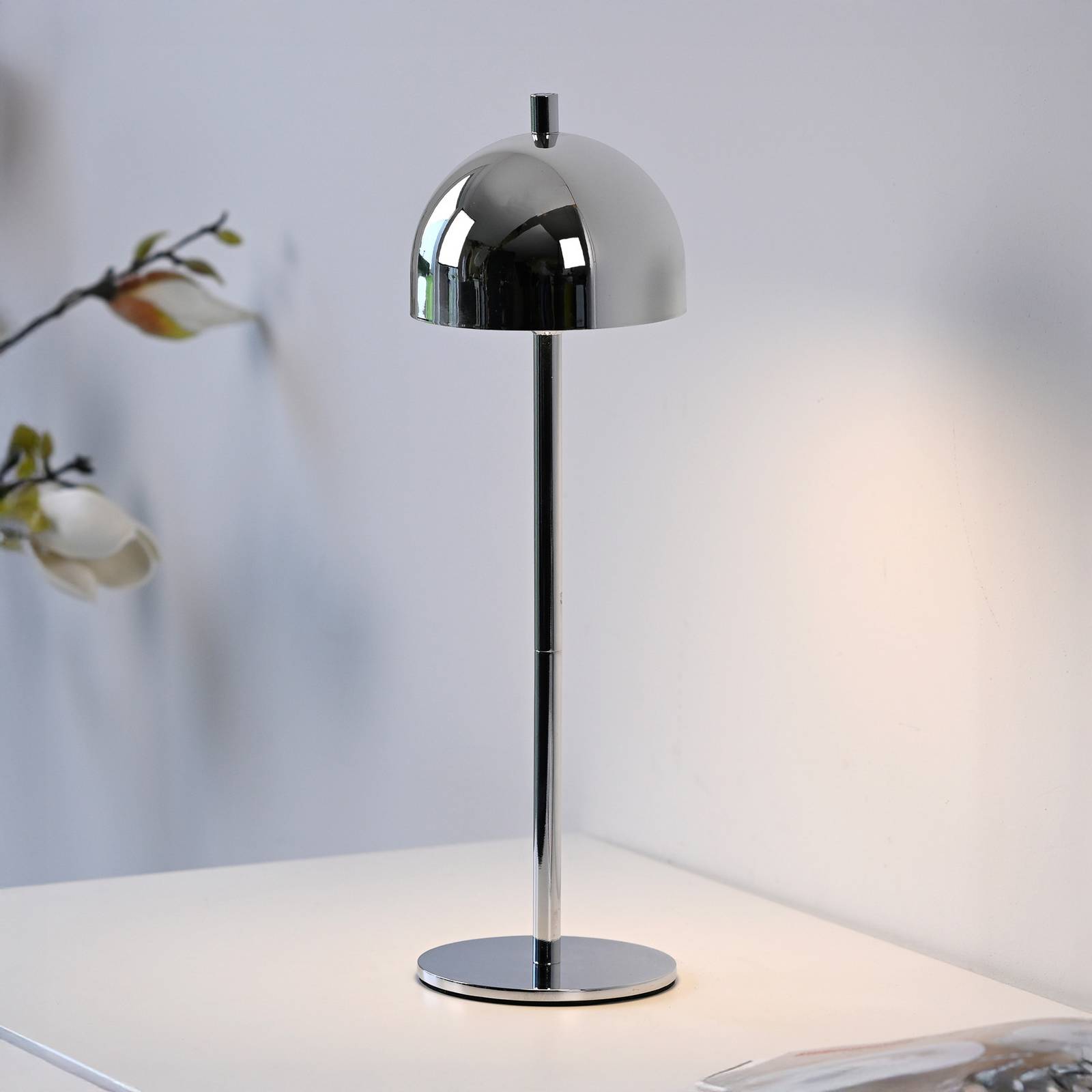 SCHÖNER WOHNEN LED-Akku-Tischlampe Bellies, chrom, IP54 günstig online kaufen