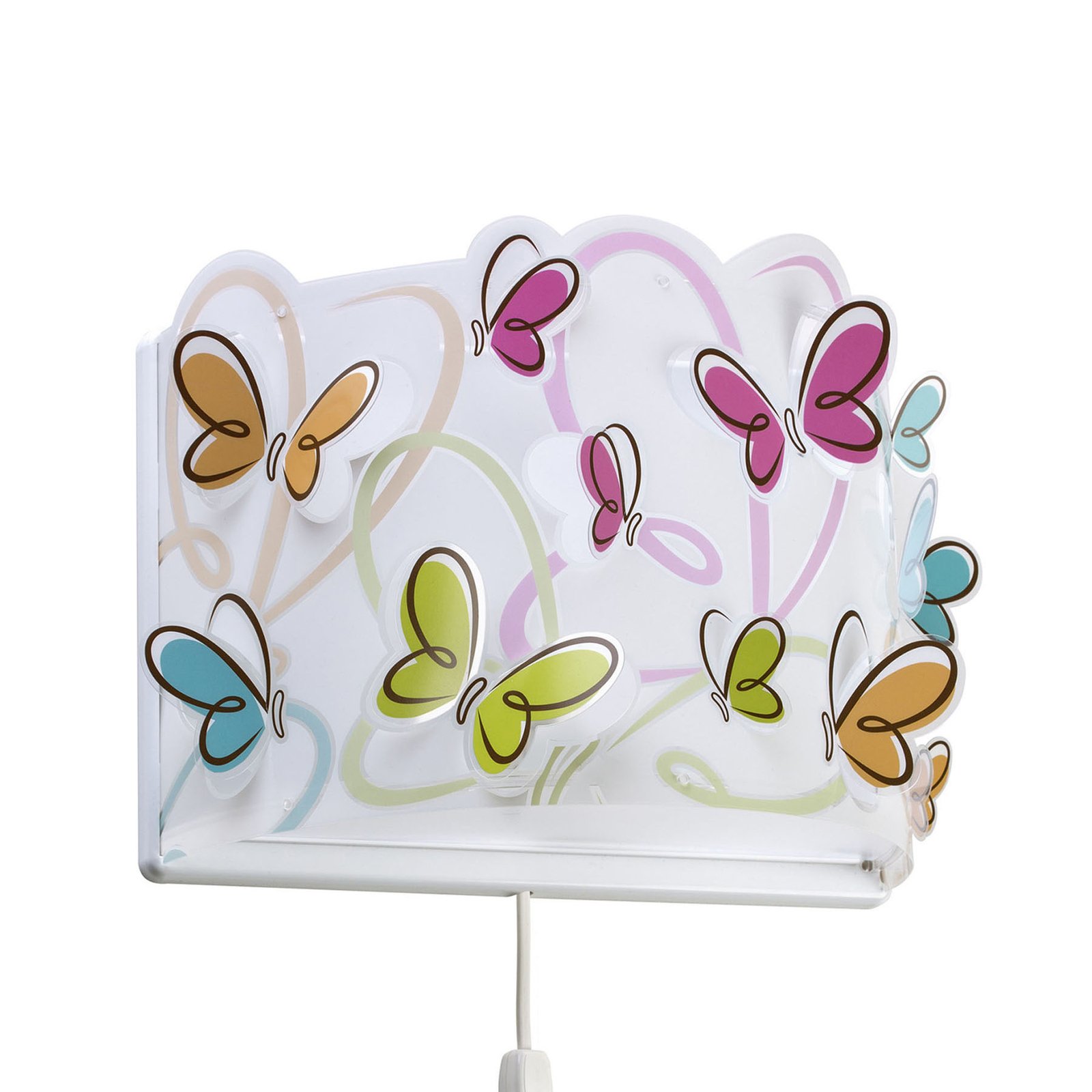 Butterfly children's wall light with cable and plug