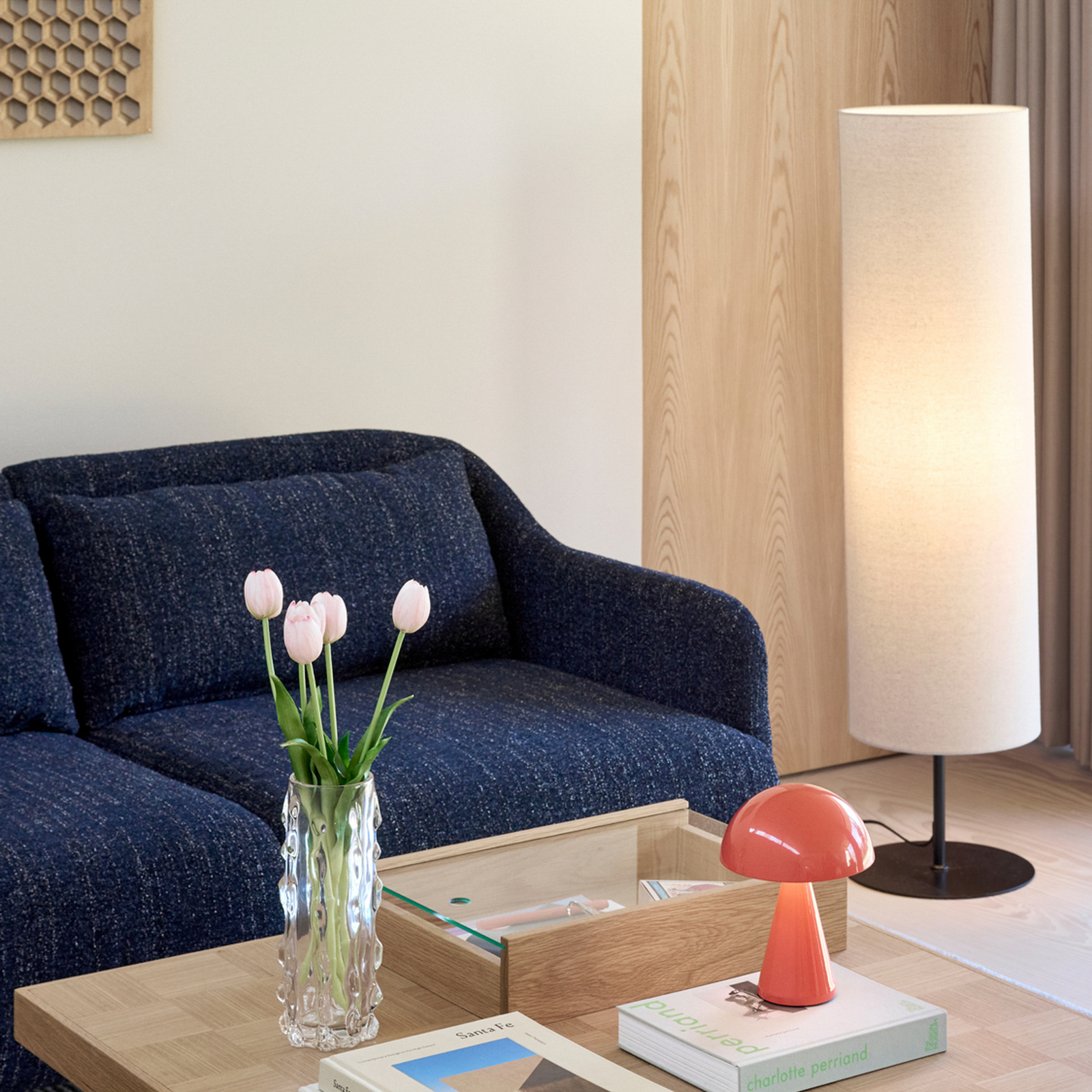 HÜBSCH Stehlampe Sable, sandfarben, Höhe 120 cm, Textil