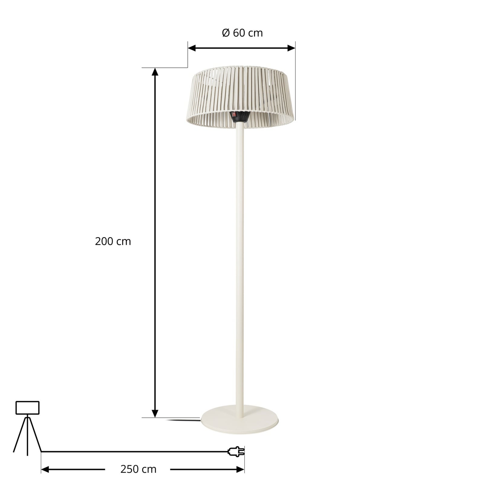 Radiateur rayonnant sur pied Pyravo, beige, 200 cm, aluminium, IP44 - Lucande Radiateur rayonnant sur pied Pyravo, beige, 200 cm, aluminium, IP44 - Lucande