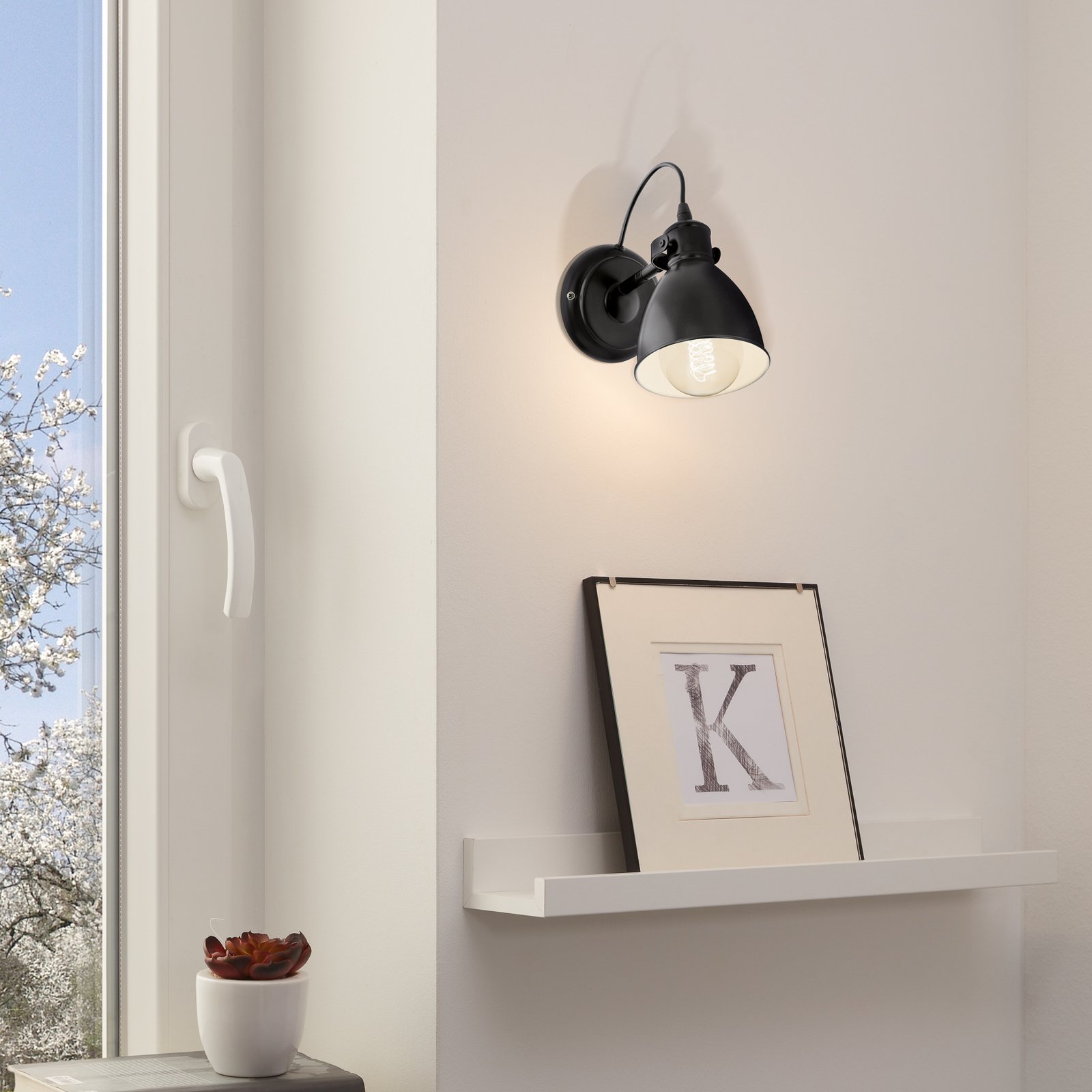 Priddy vintage fali lámpa, fekete