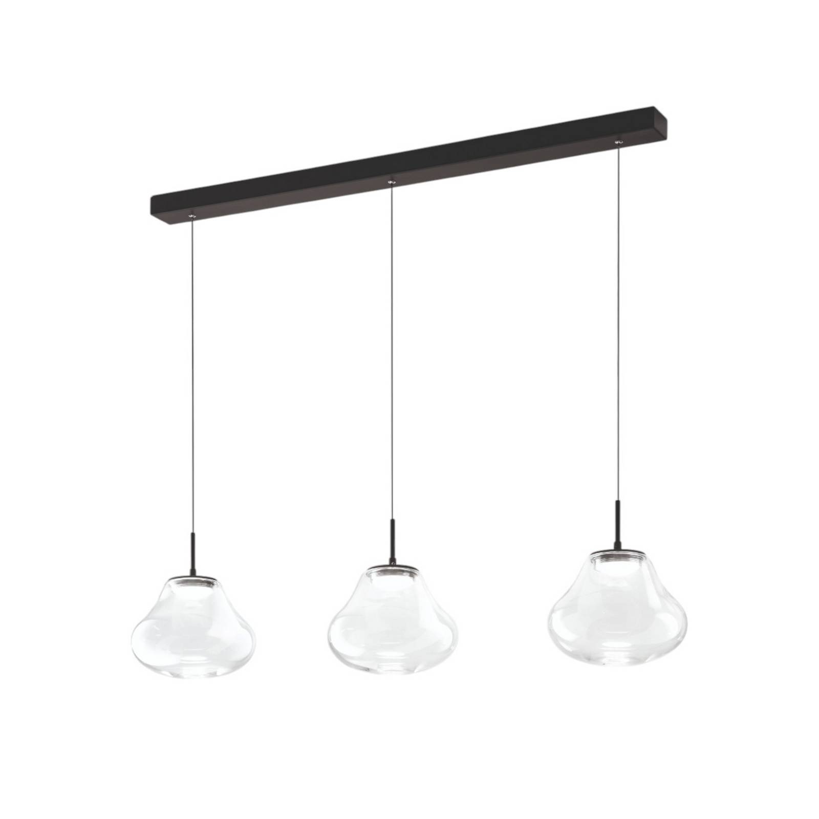 Lampa wisząca LED Deva, 3-punktowa, 115 cm, przezroczysta, CCT, ściemniana