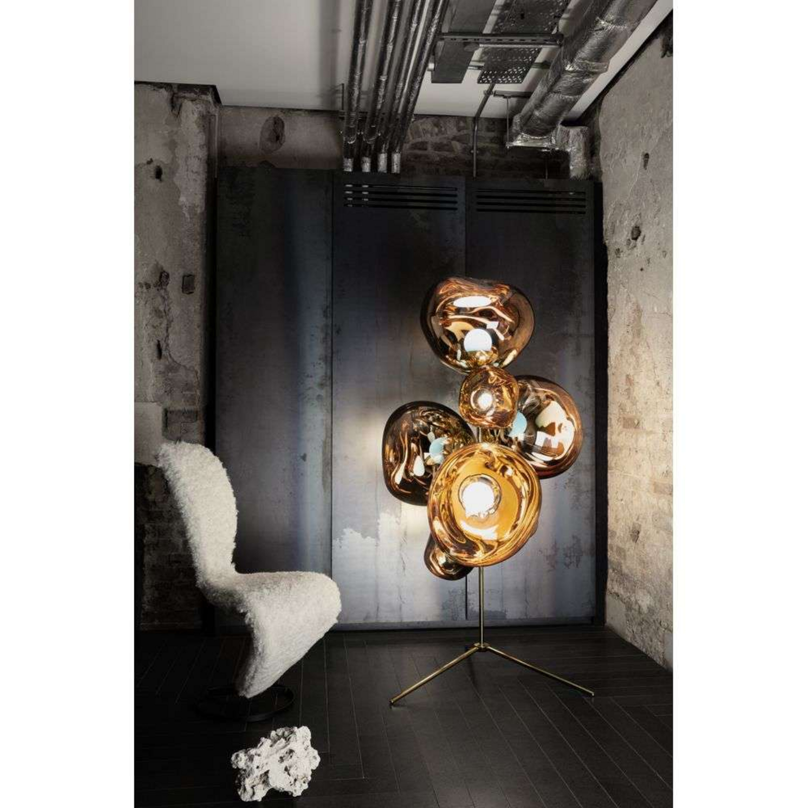 Melt Floor Chandelier Lampadar Gold/Gold - Tom Dixon