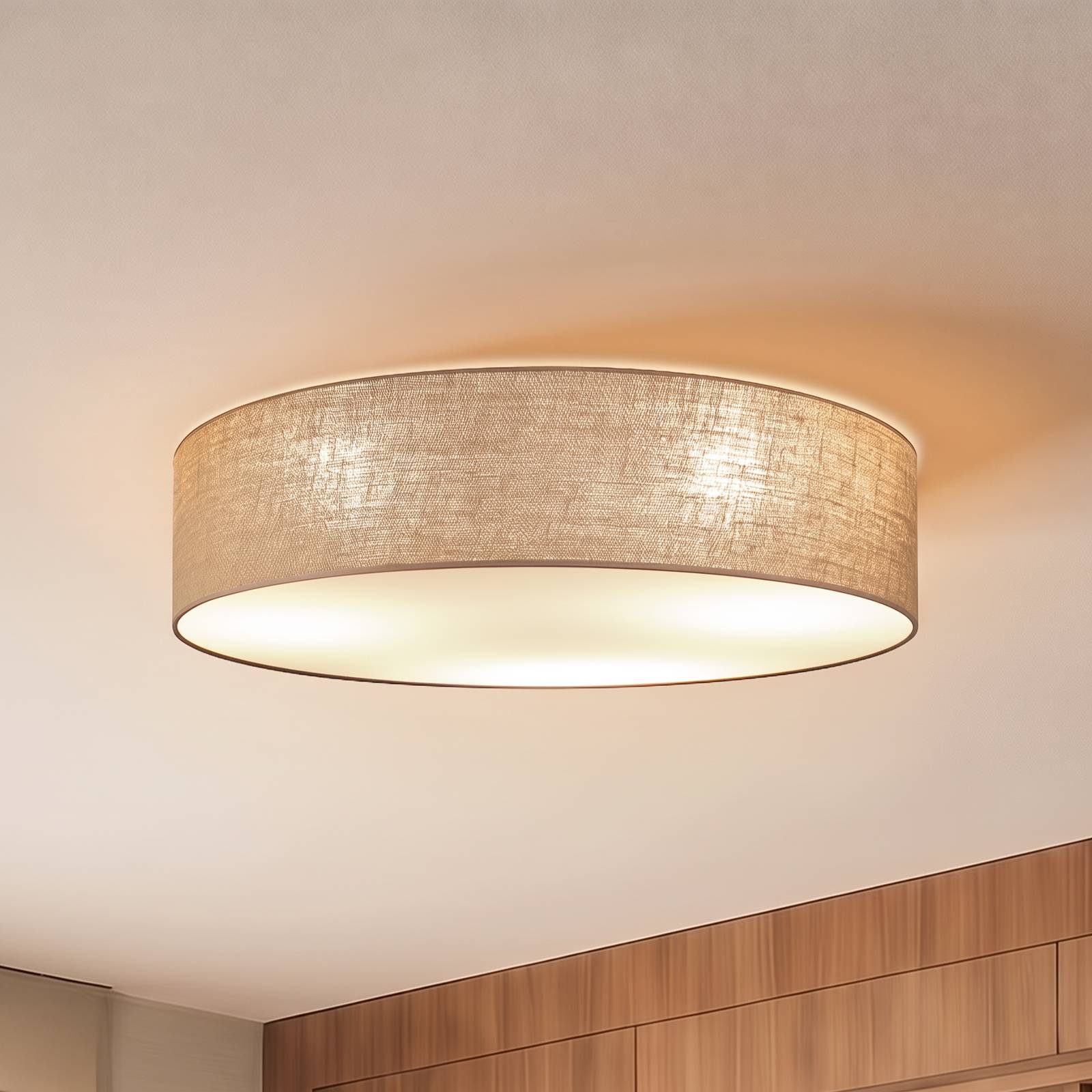 Lampa sufitowa Boho, juta/juta, Ø 80 cm, tkanina, E27