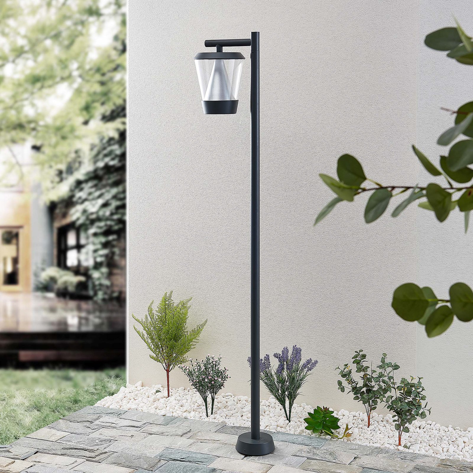 Lucande Tiany LED path light, lantern, 140 cm, aluminium, polycarbonate, 11 W, energy efficiency: A+, W: 17.5 cm, H: 140 cm