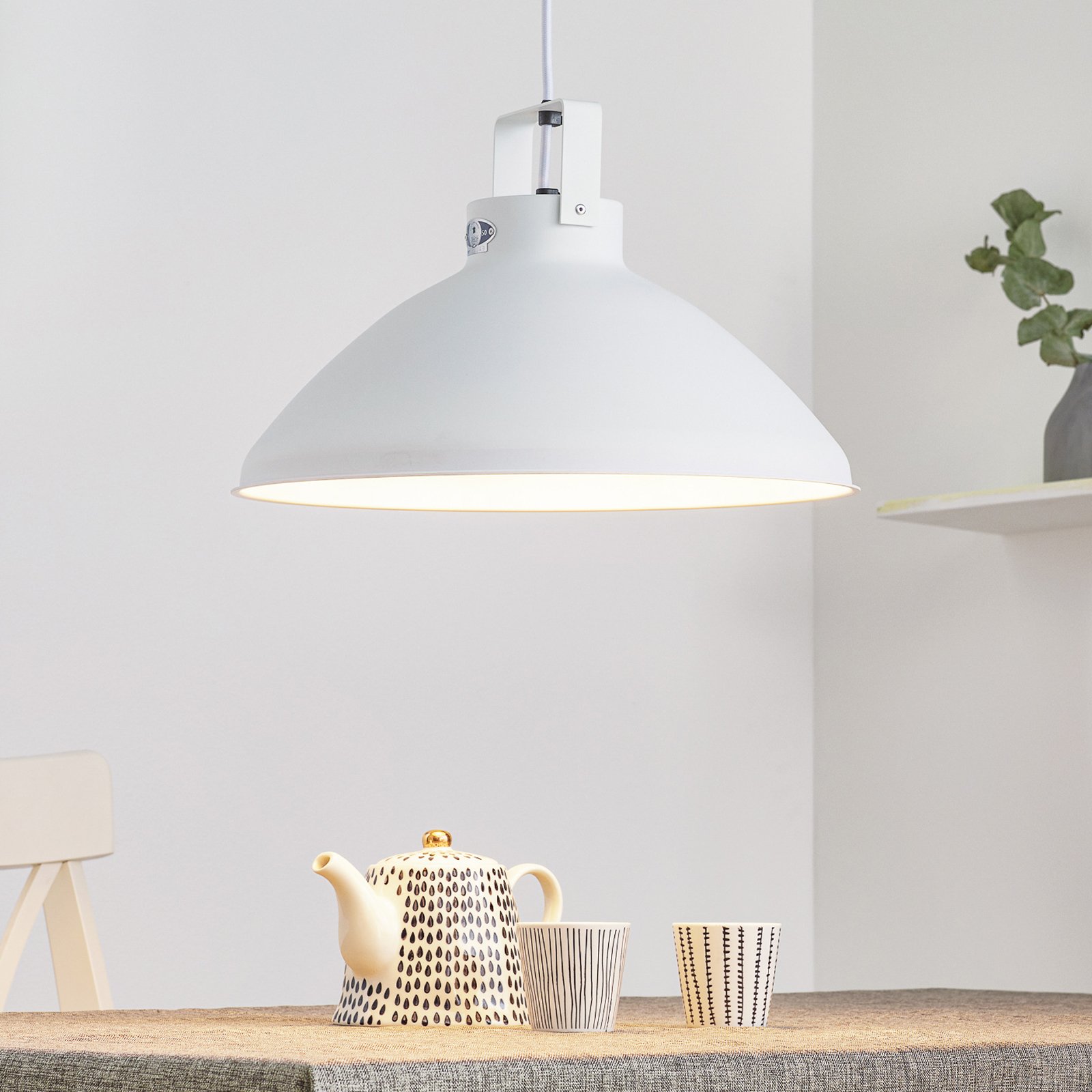 JIELDÉ Jieldé Beaumont B360 hanging lamp matt white, for Living / Dining Room, aluminium, E27, 100 W, energy efficiency: A++, H: 28 cm