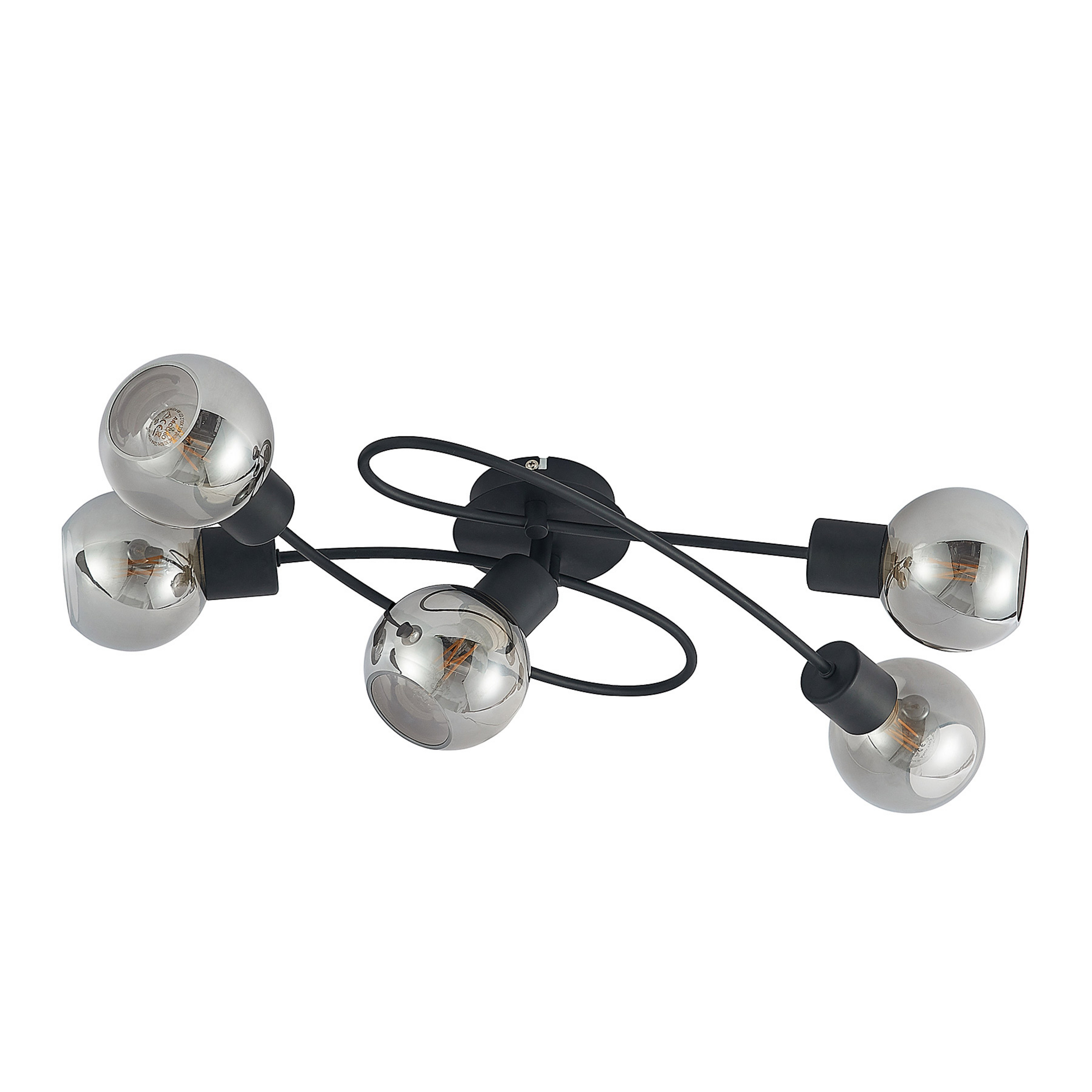 Elaina 5 Ceiling Lamp Black/Smoke - Lindby