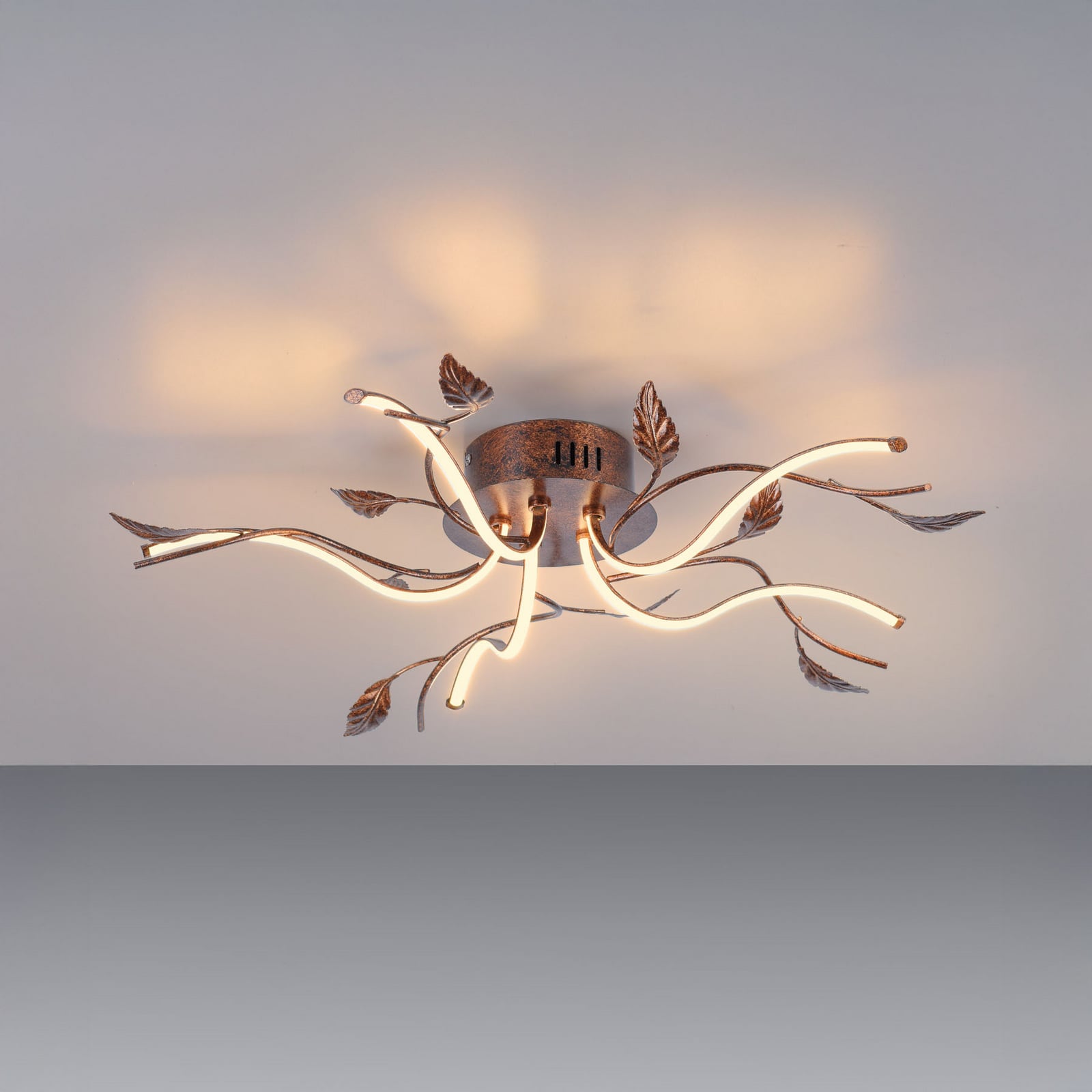 LED-loftlampe Aurelia, rustbrun, metal, 2.700 K, dæmpbar