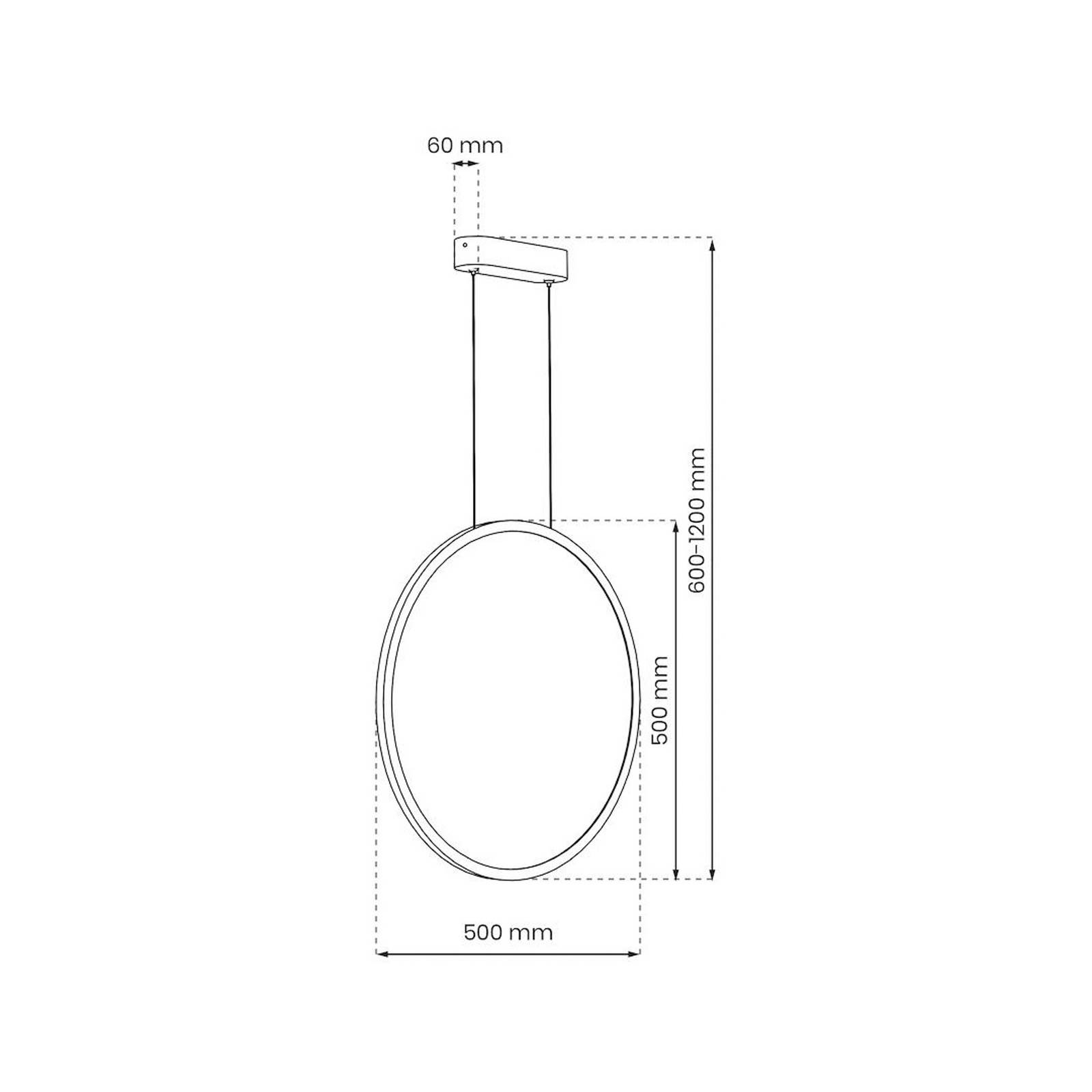 Żyrandol LED Saturno pionowy, złoty, Ø 50 cm, metal