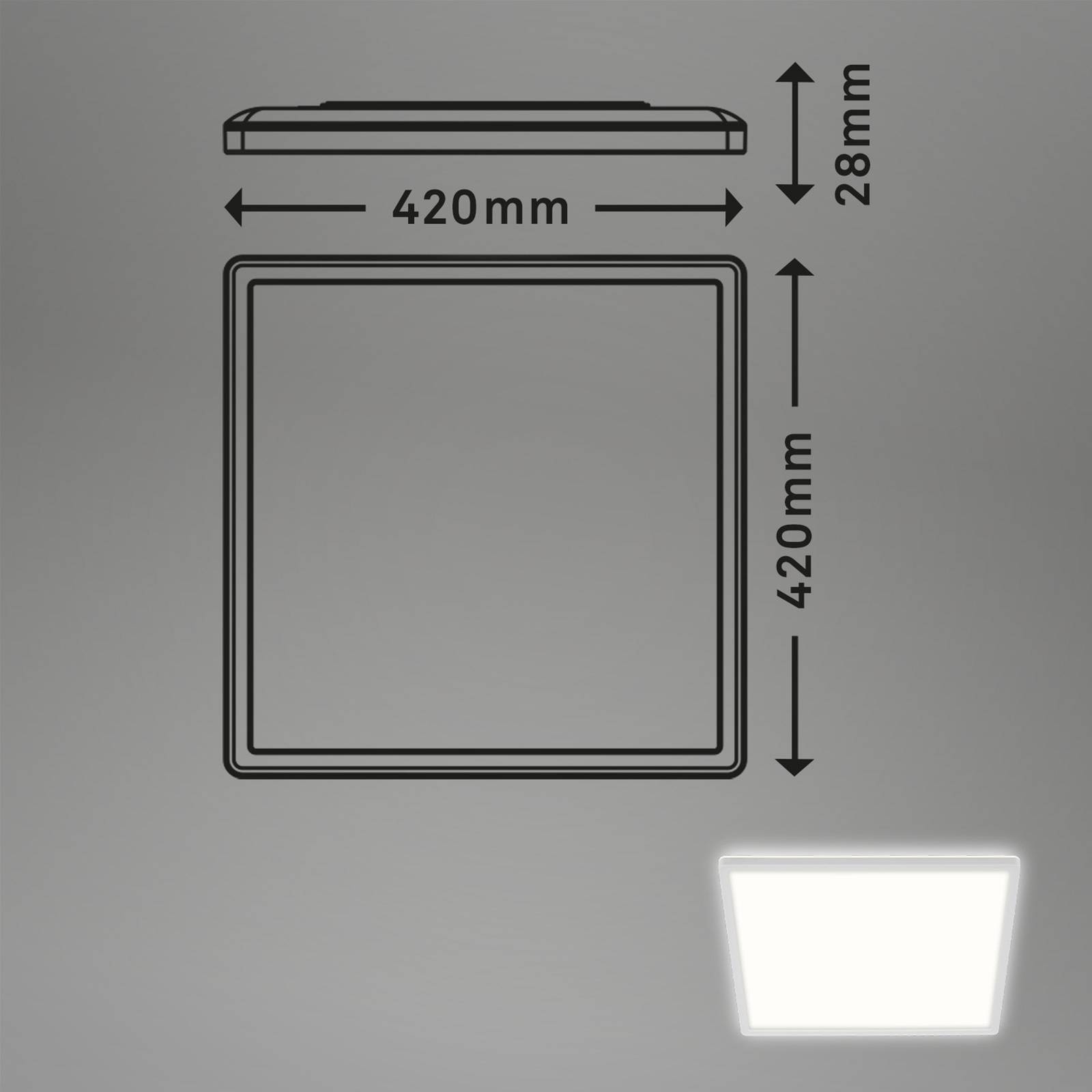 Lampa sufitowa LED Slim, kątowa 42 x 42 cm