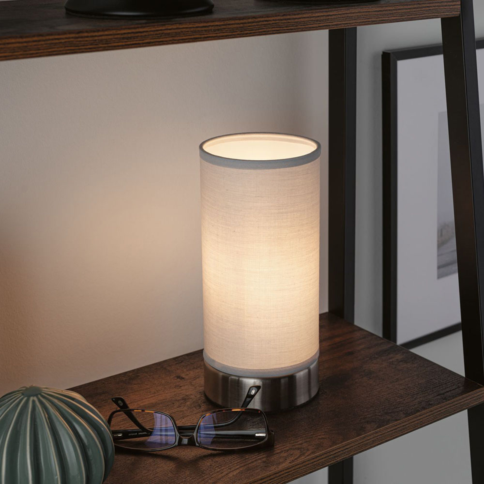 Paulmann Pia fabric table lamp, light grey