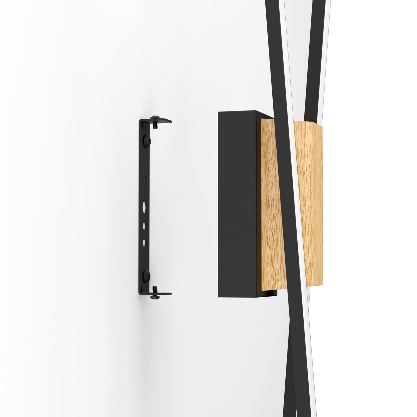 Panagria Aplique de pared LED, negro con detalle de madera