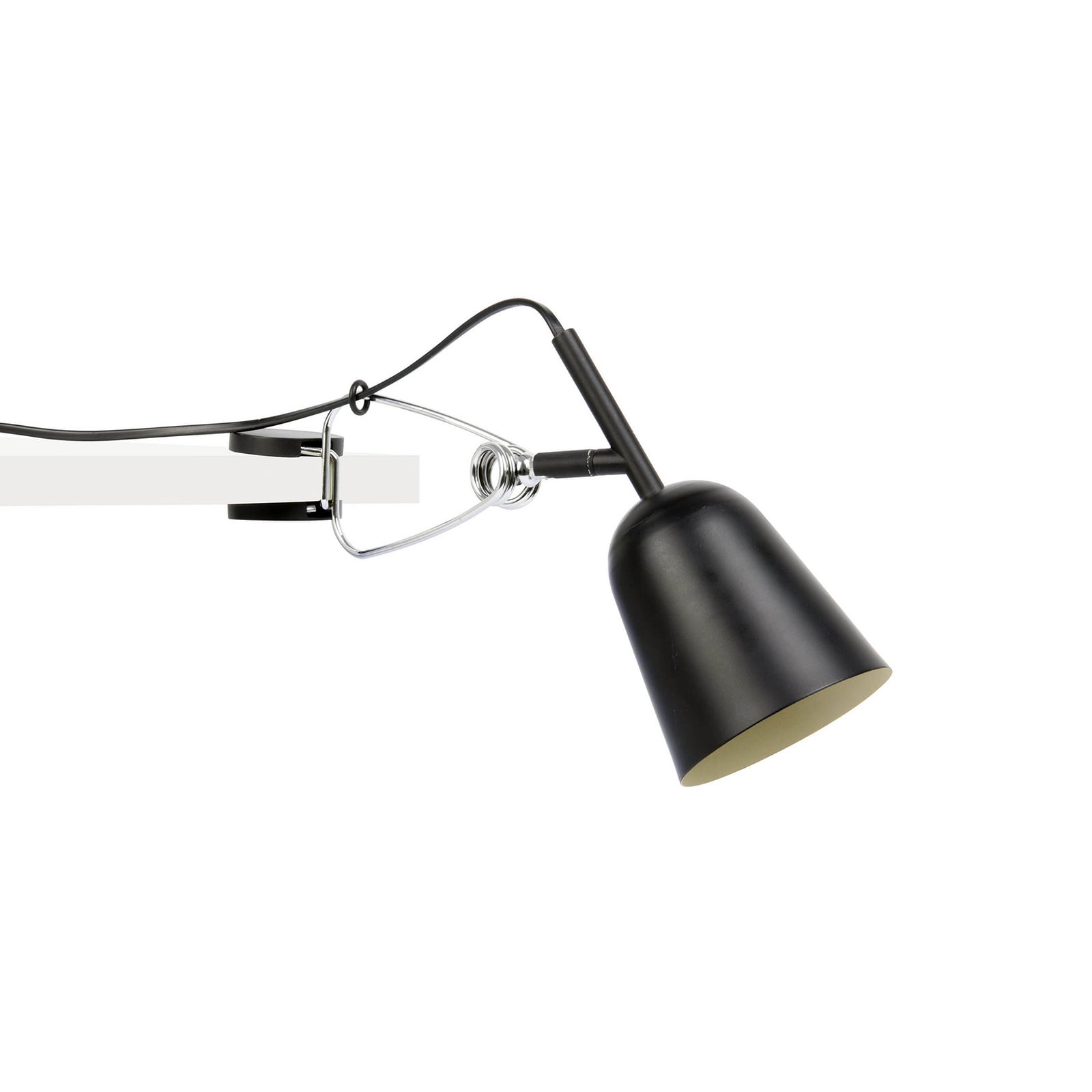 Lampa z klipsem, czarna/kremowa, metalowa