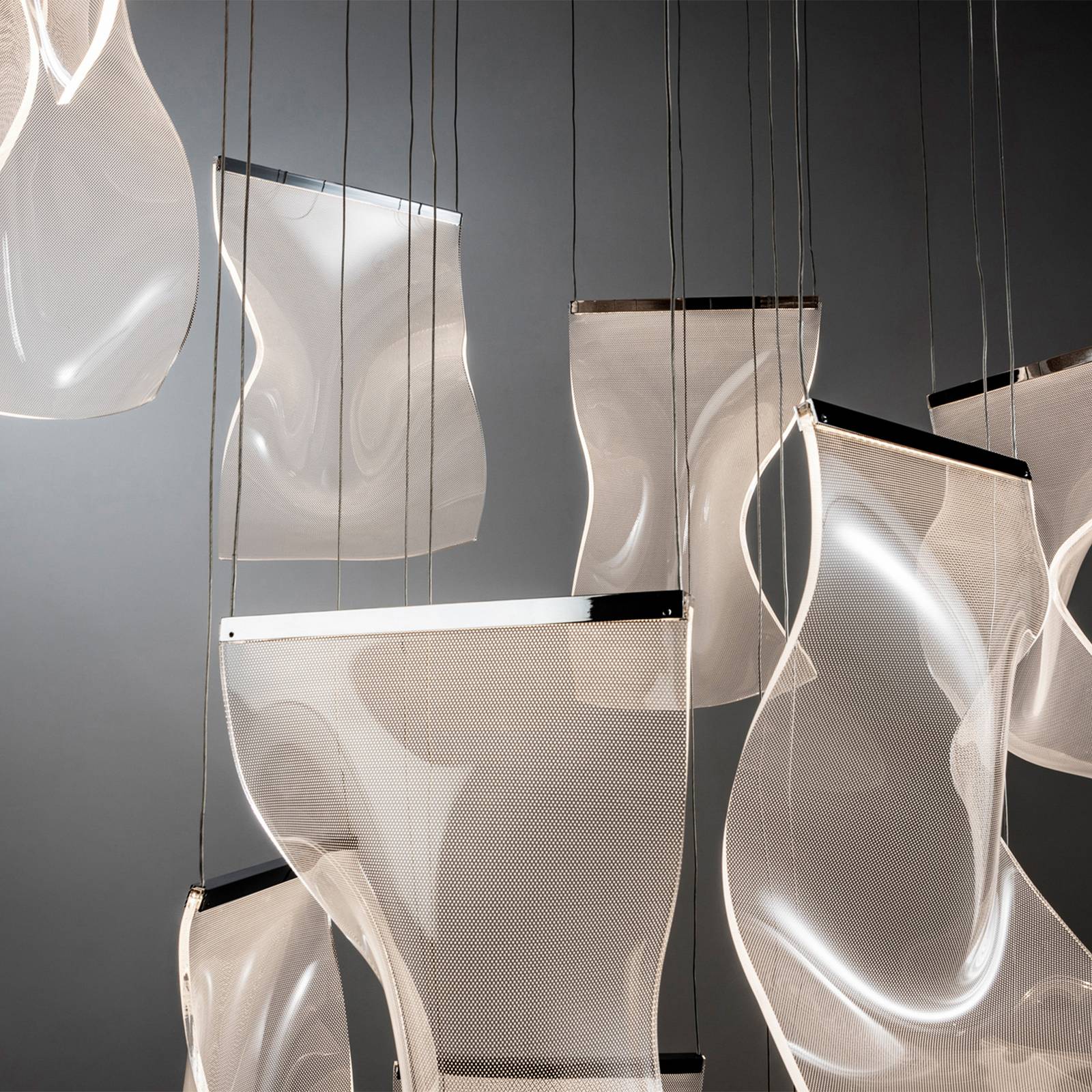 Lampa wisząca LED Velos II, 13-świetlna, chrom, ściemniana, tworzywo sztuczne