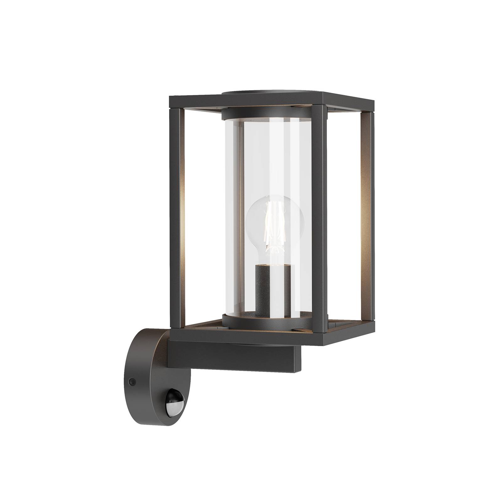 Lucande Ferda sensor outdoor wall lamp, standing, aluminium, glass, E27, 60 W, W: 16 cm, H: 35.8 cm