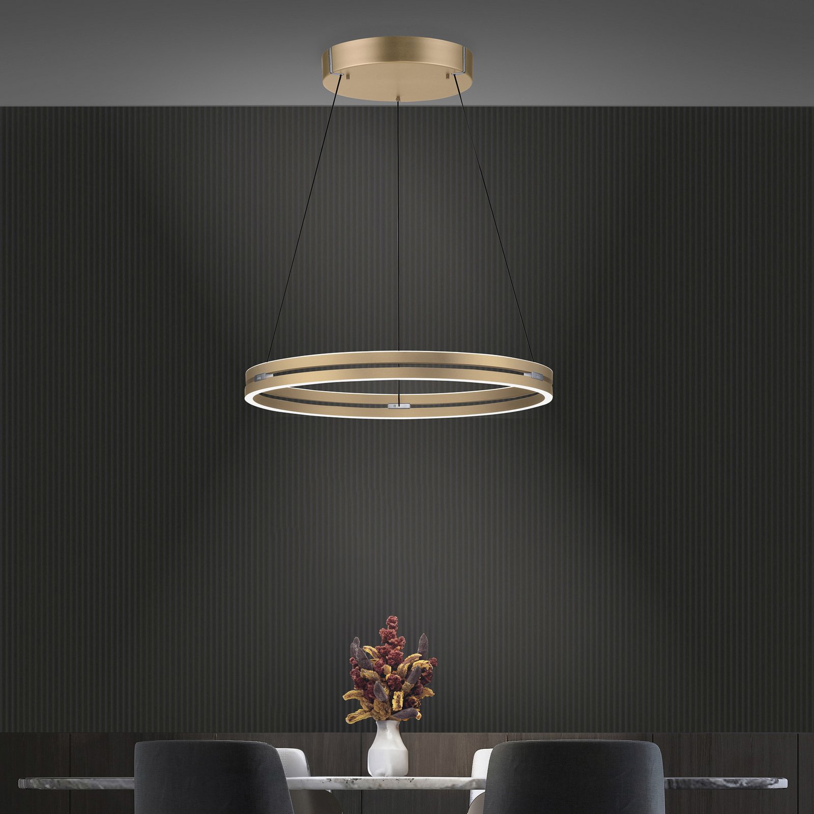 Żyrandol LED PURE E-Loop, mosiądz, Ø 70 cm Aluminium CCT