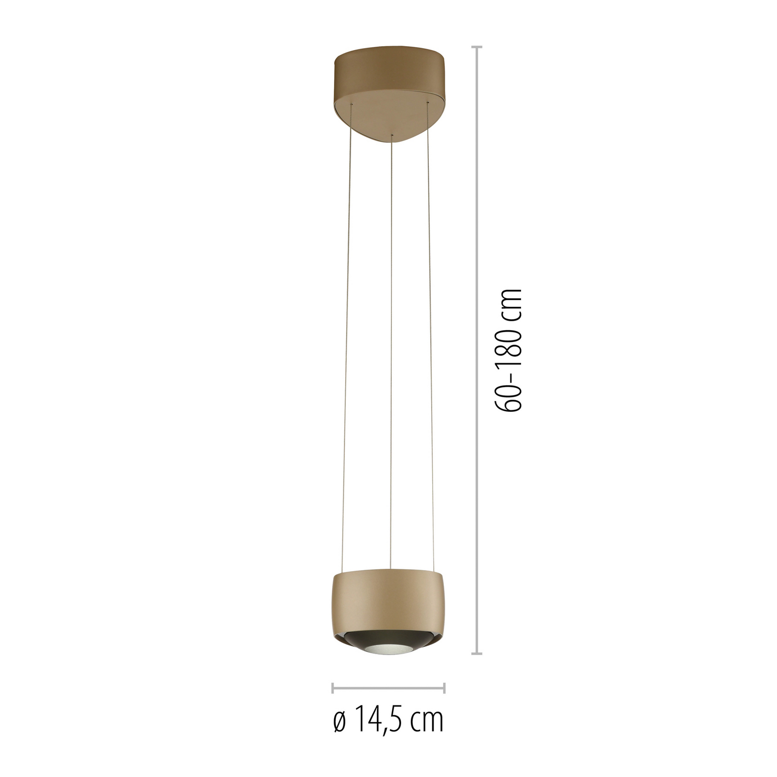 Lámpara colgante LED Q-Stretto de Paul Neuhaus, bronce, 14,5 cm