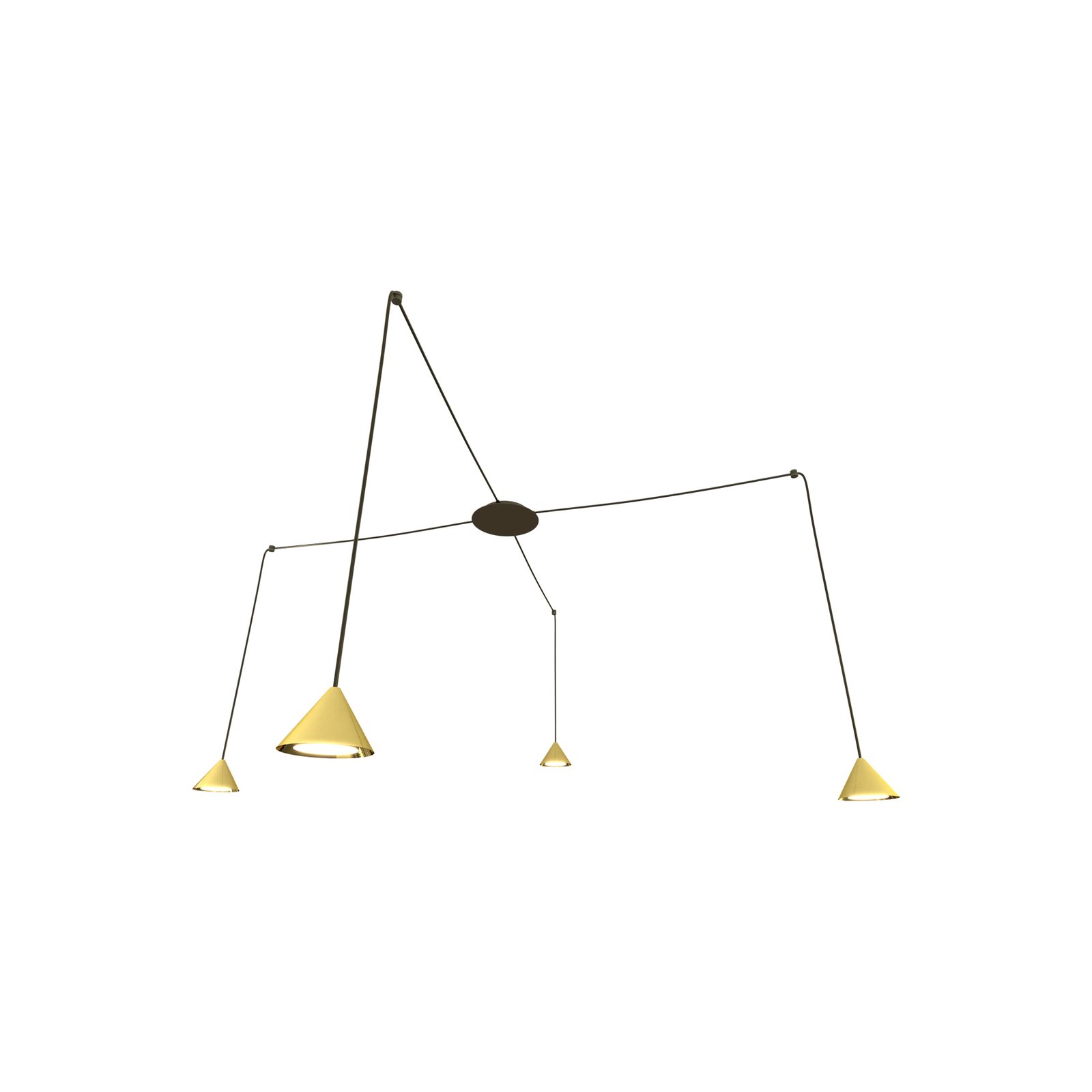 Suspension Elit Spider, 4 lampes, doré, métal