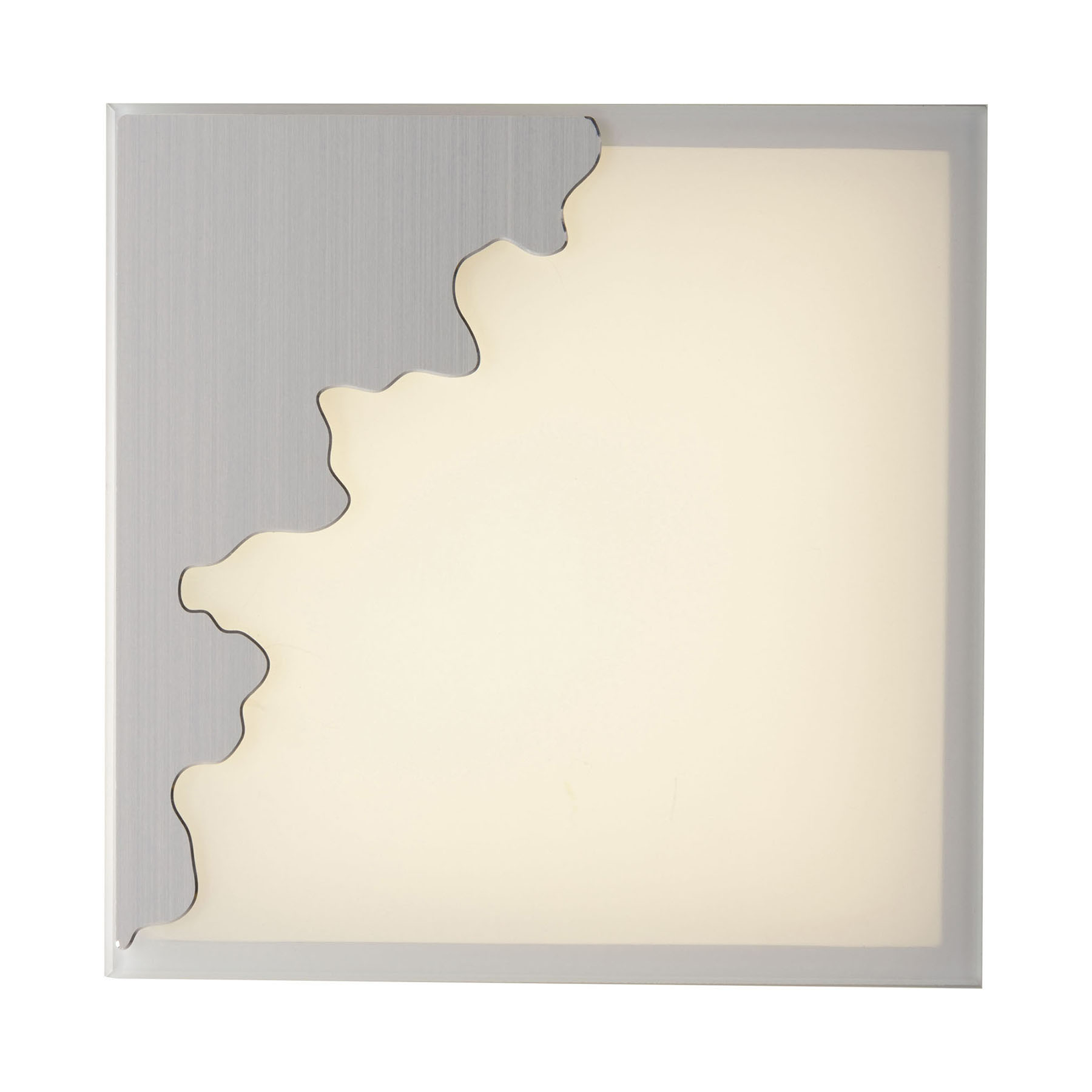 Eco-Light Chic wall light, angular, silver/satin, 38x38cm, for Living / Dining Room, aluminium, glass, 30 W, energy efficiency: A+, W: 38 cm, H: 38 cm