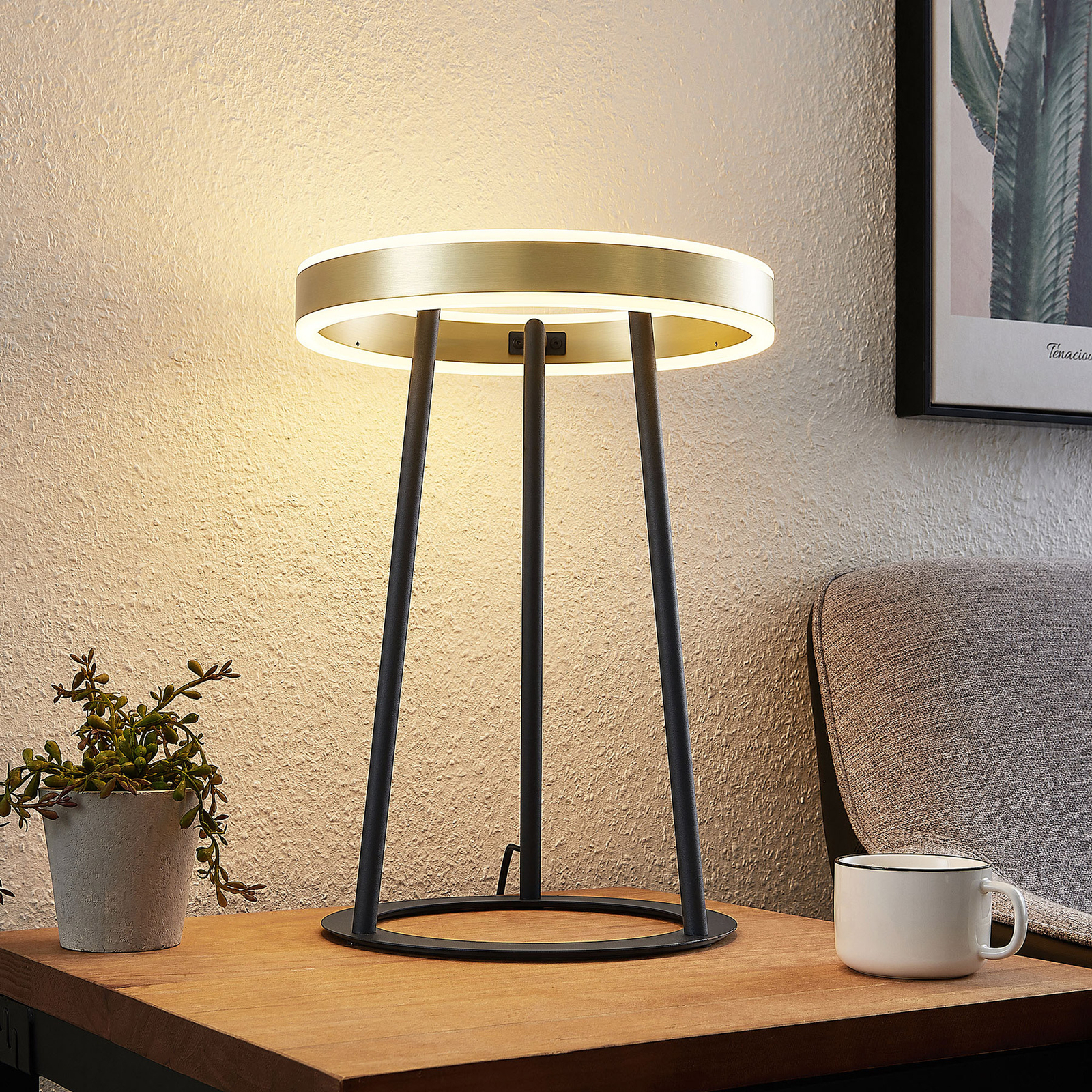 Lucande Seppe lampe à poser LED, laiton