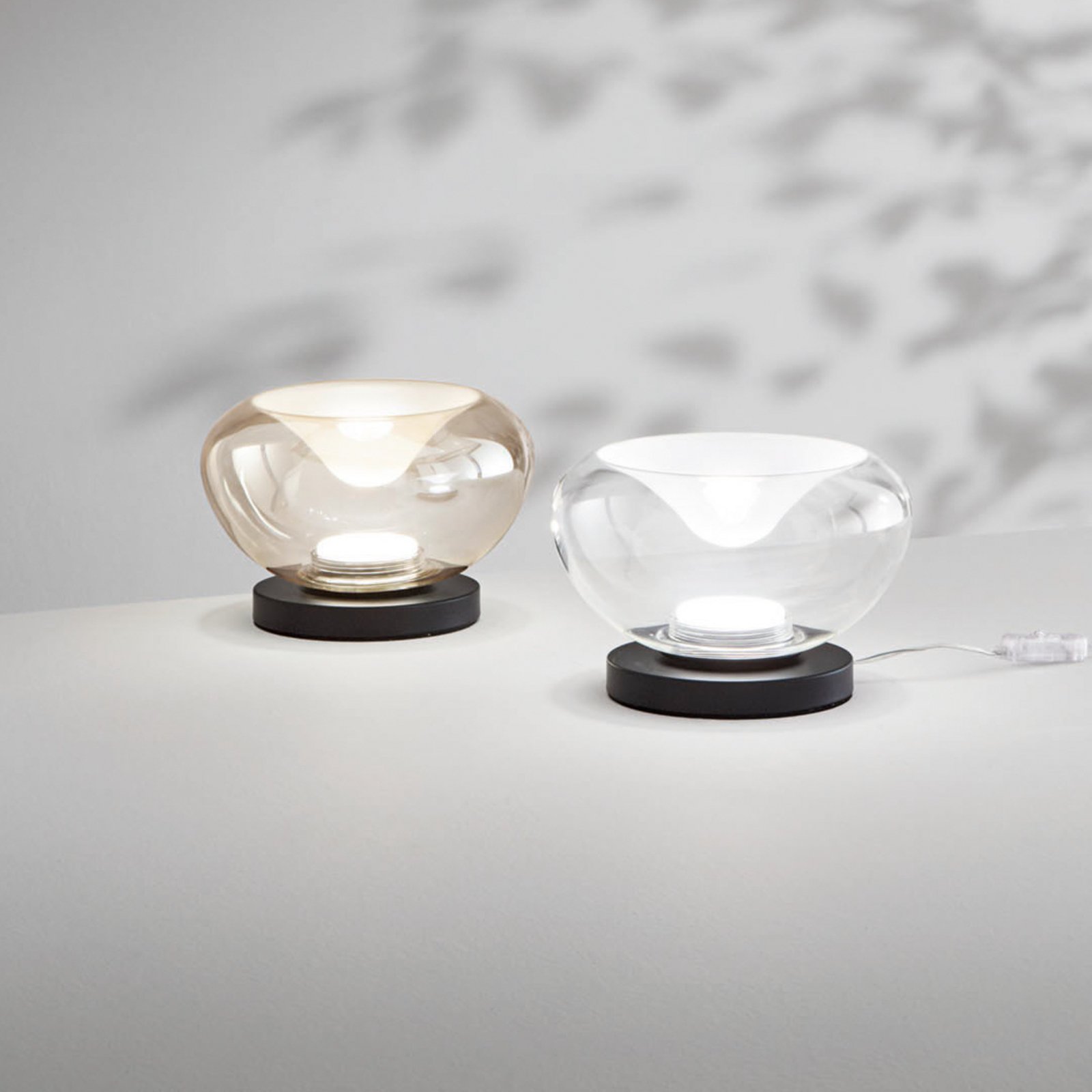 LED table lamp Brena, clear, glass, CCT, dimmable