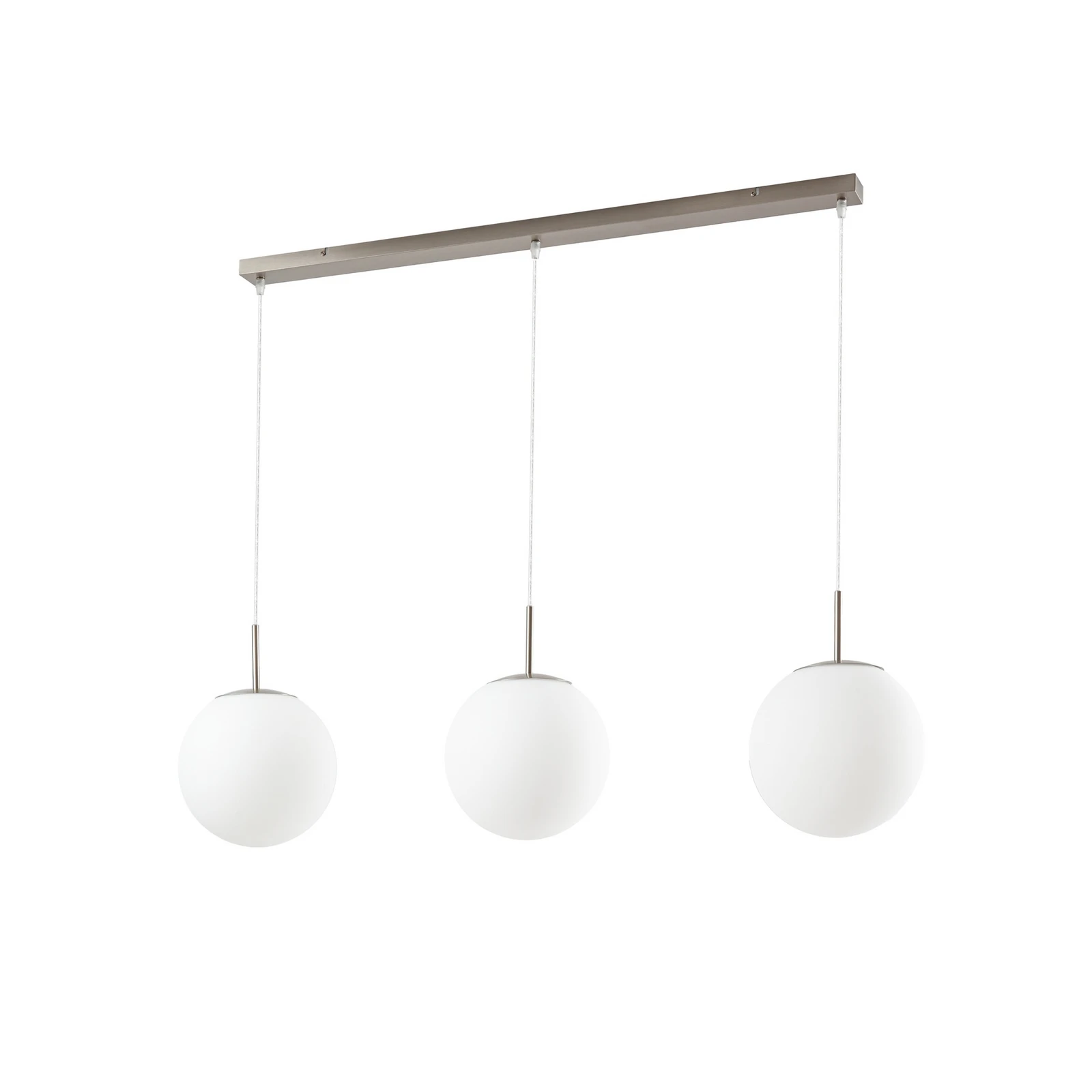 Lindby ripplamp Marike, 3-haruline, pikkus 120 cm, valge/nikkel