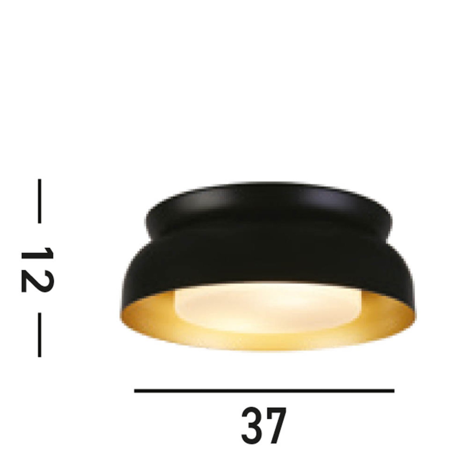 Kendal ceiling light, black/gold, steel, glass