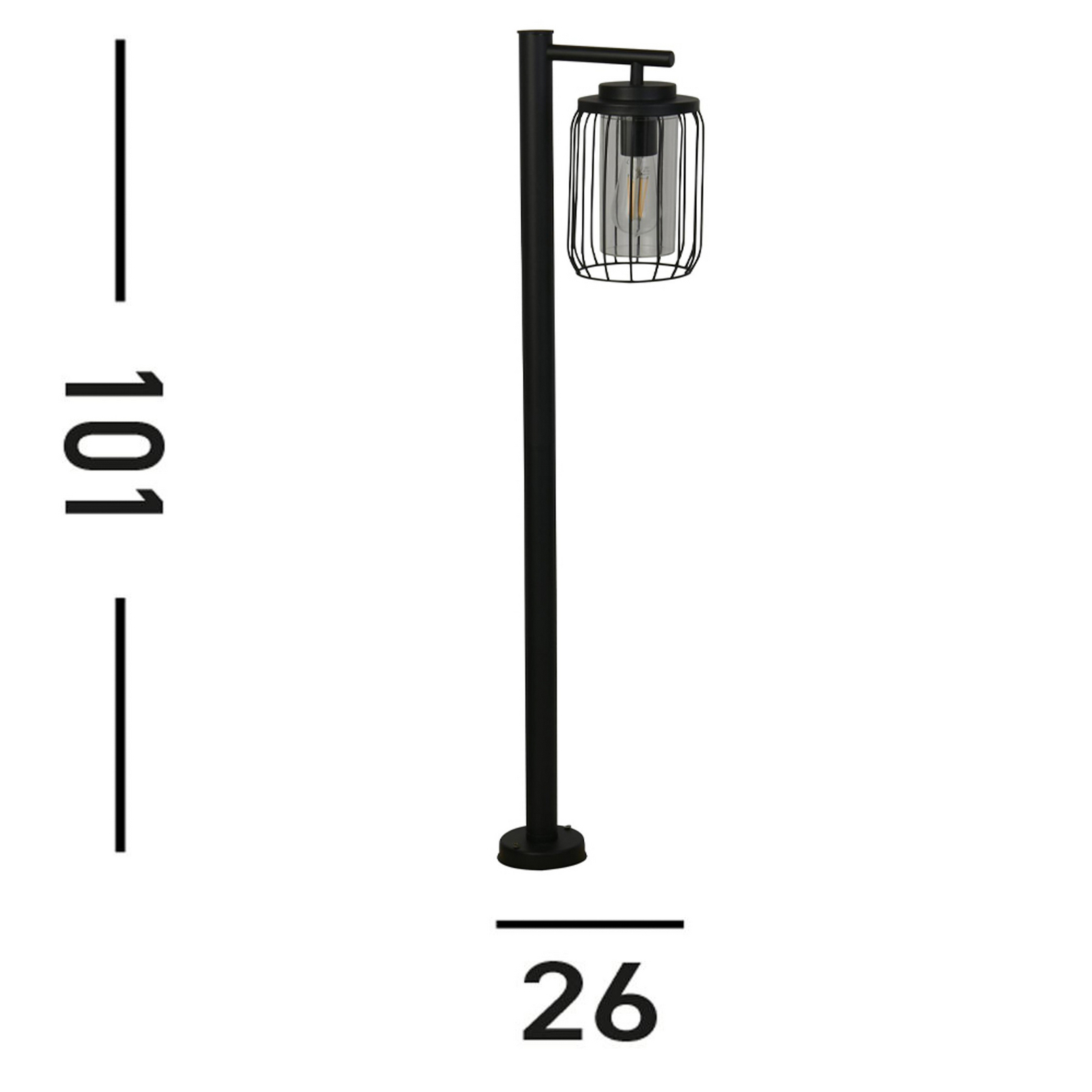 Borne lumineuse Reed, IP44, noir, hauteur 100 cm, métal