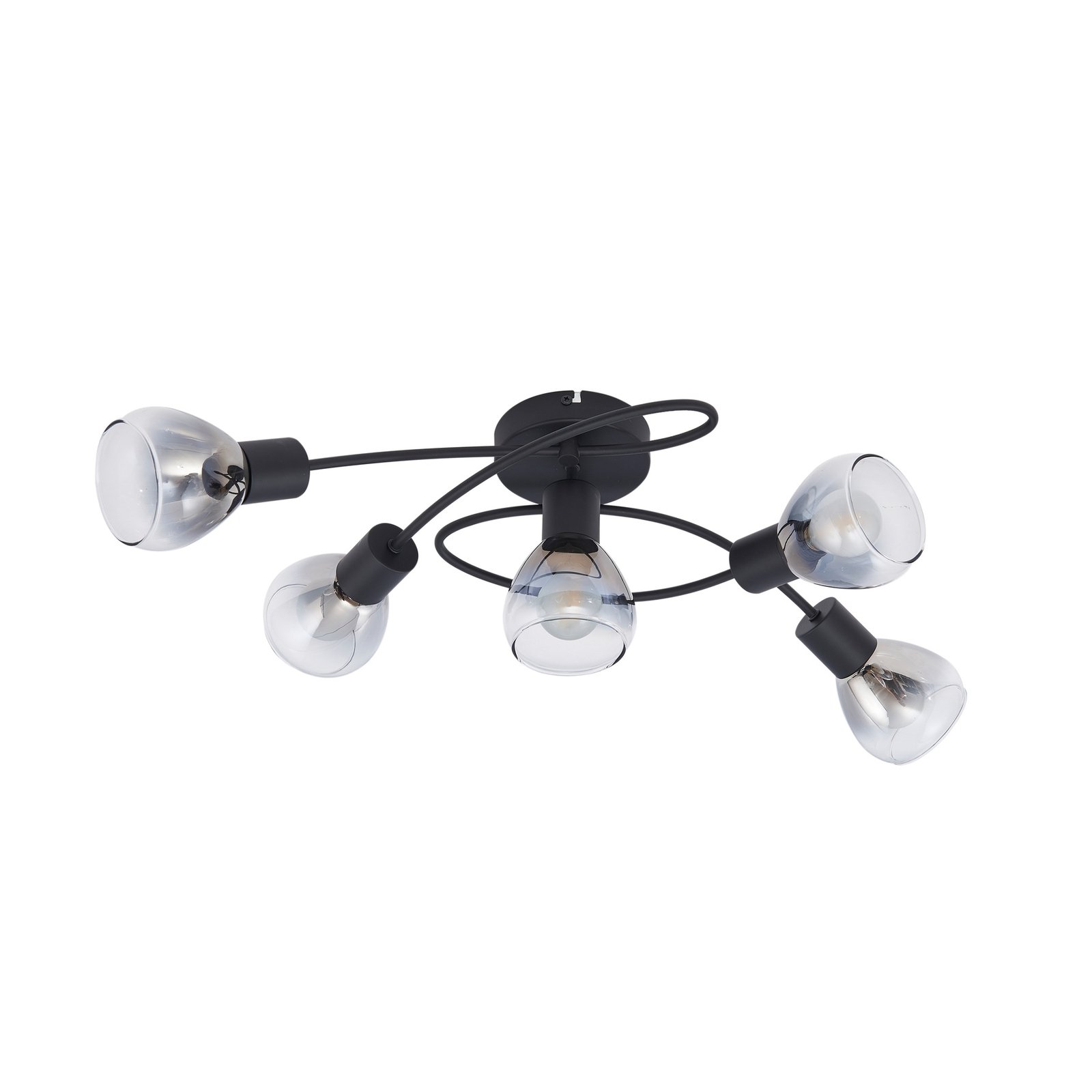 Lindby Pendura ceiling light, 5-bulb, black, glass