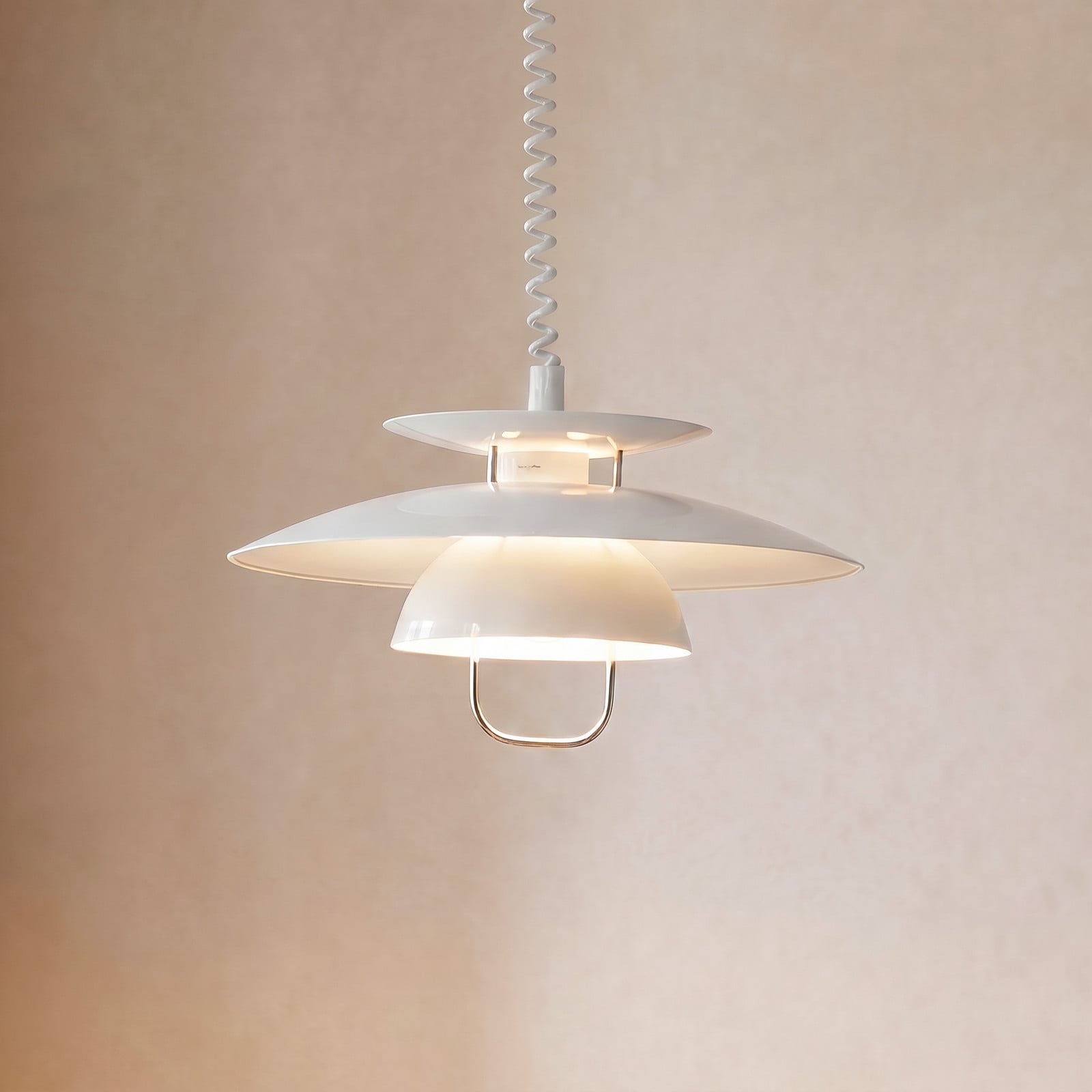 Lampă suspendată Lindby Nadija alb 43 cm reglabilă pe înălțime E27 - Bucătărie - Scandinavă - Metal