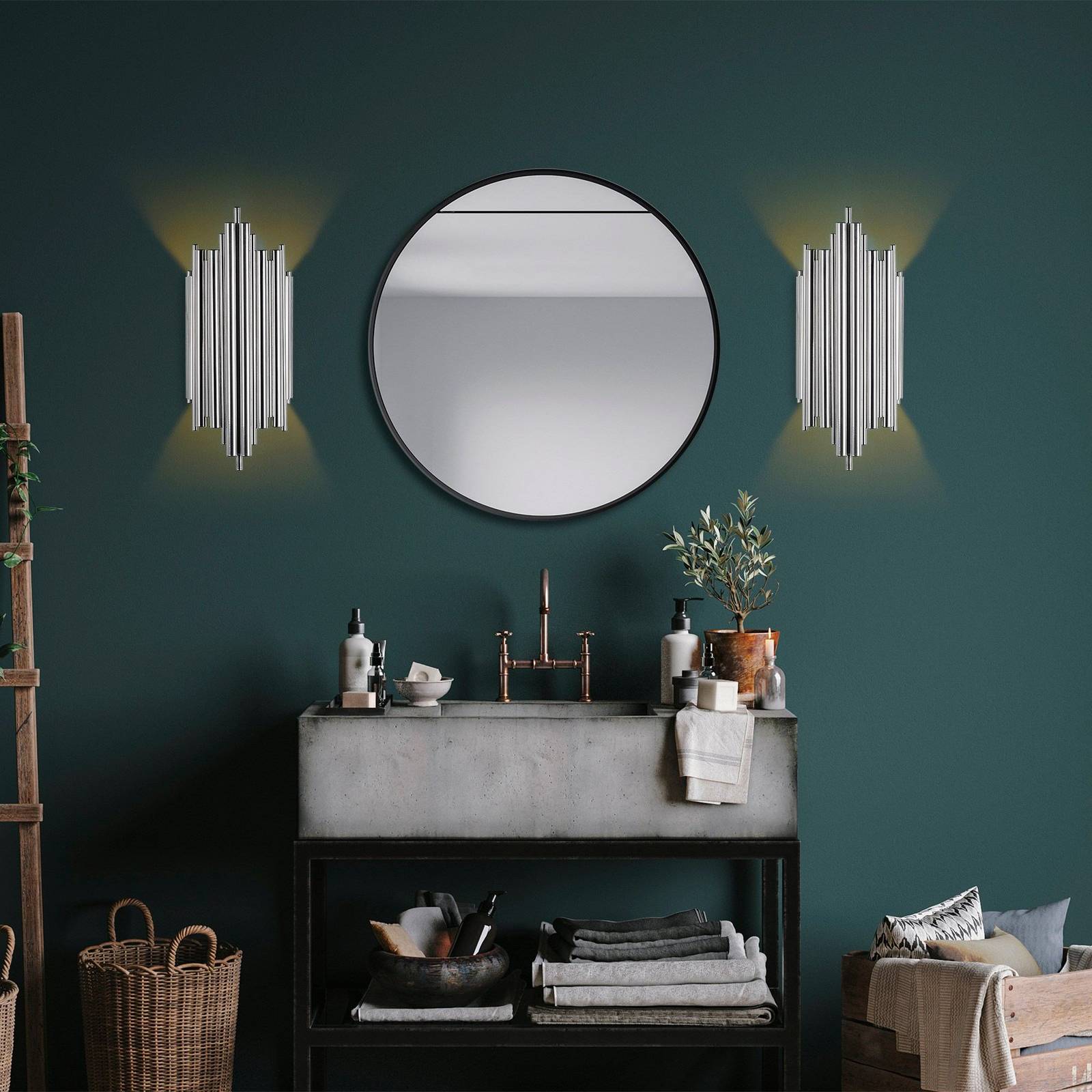 Wandleuchte Reis, chrom, Metall, Höhe 50 cm günstig online kaufen