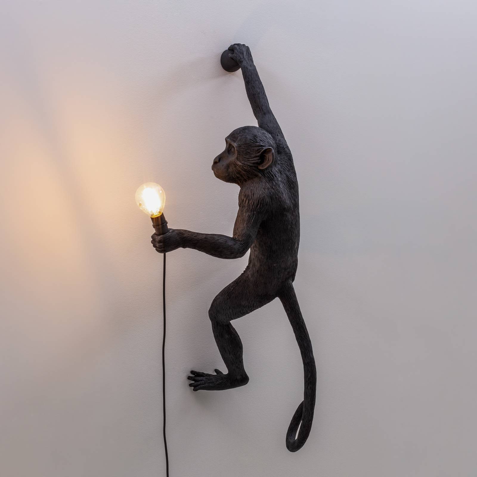 SELETTI Monkey Lamp dekoracyjna lampa ścienna prawa czarna