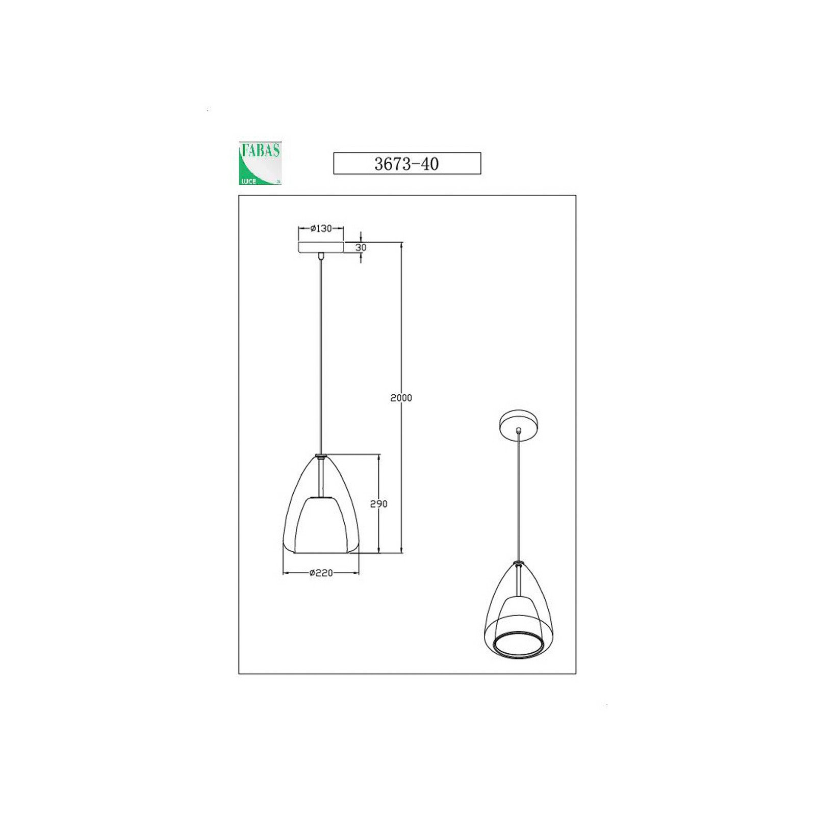 Fabas Luce Britton lampă suspendată 1-lumină gri-transparent sticlă - Camera de zi / sufragerie - modern - gri fum negru