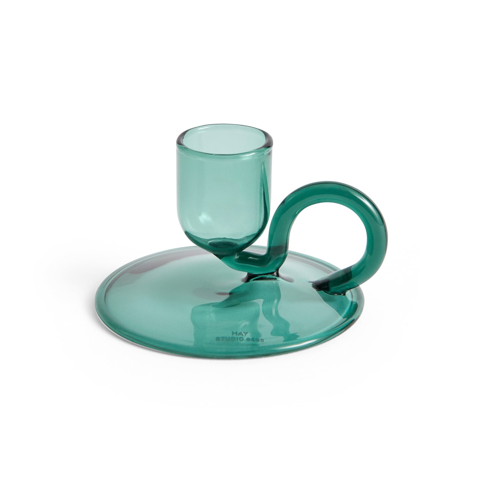 Tiny Kerzenhalter gebogen aqua Glas Ø 7 cm - HAY