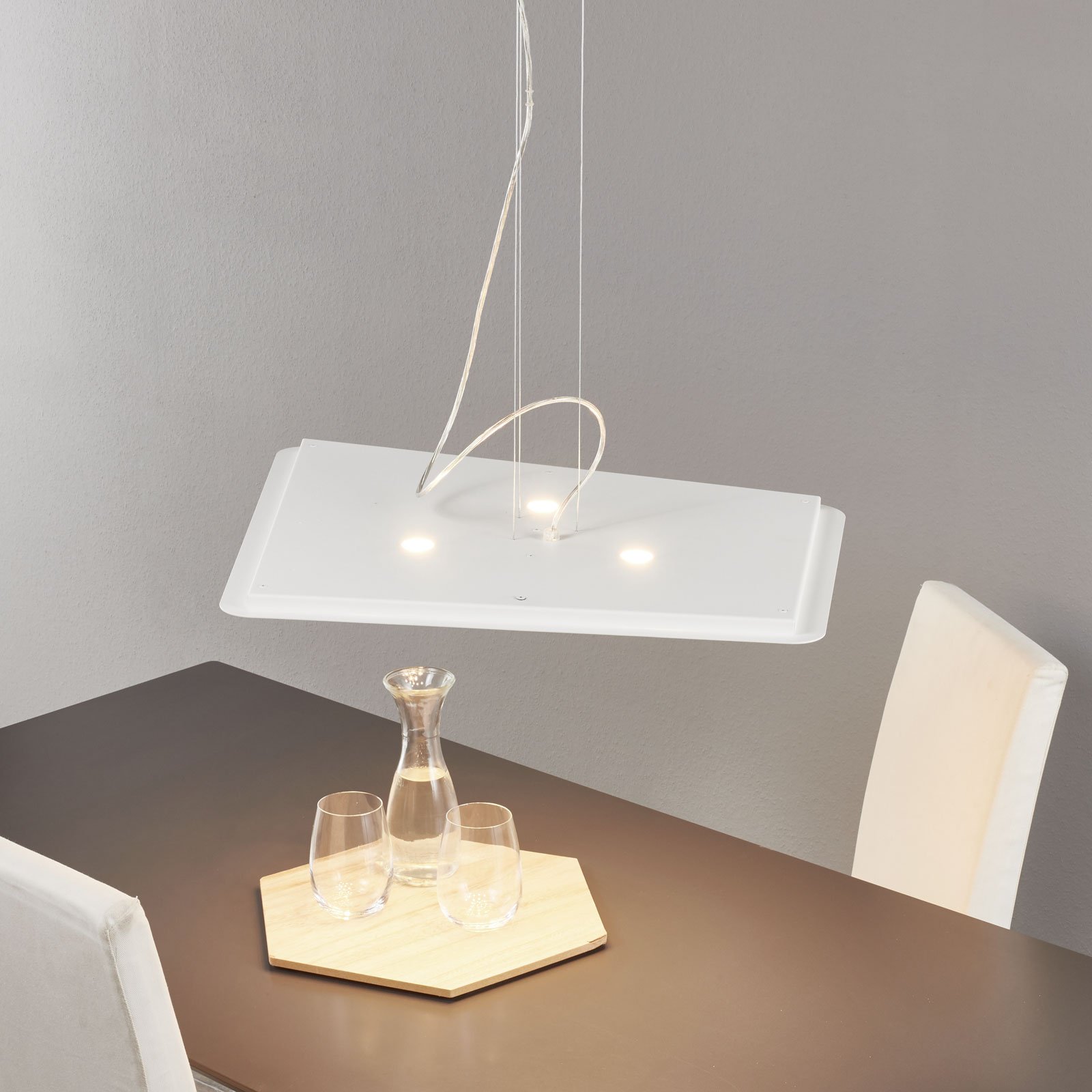 Moderné závesné LED svietidlo Fuorisquadra, biele