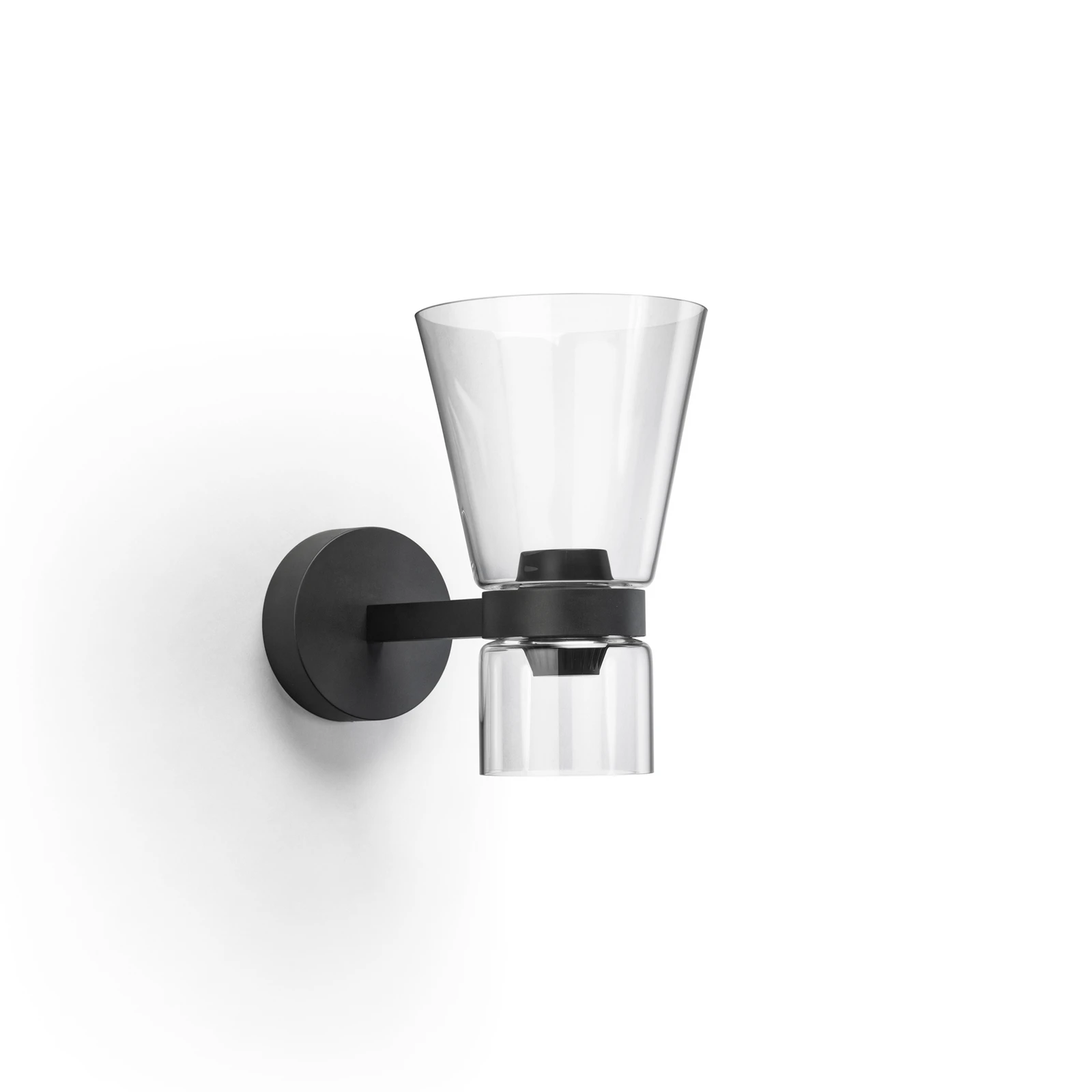 Aplique de pared LED Flos Nocturne Cone, negro, cristal, atenuable