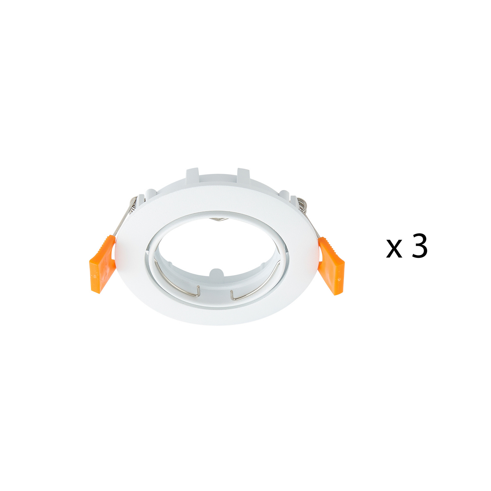 PRIOS Plafoniera a incasso Fibur, bianca, zinco, Ø 8,2 cm, set da 3
