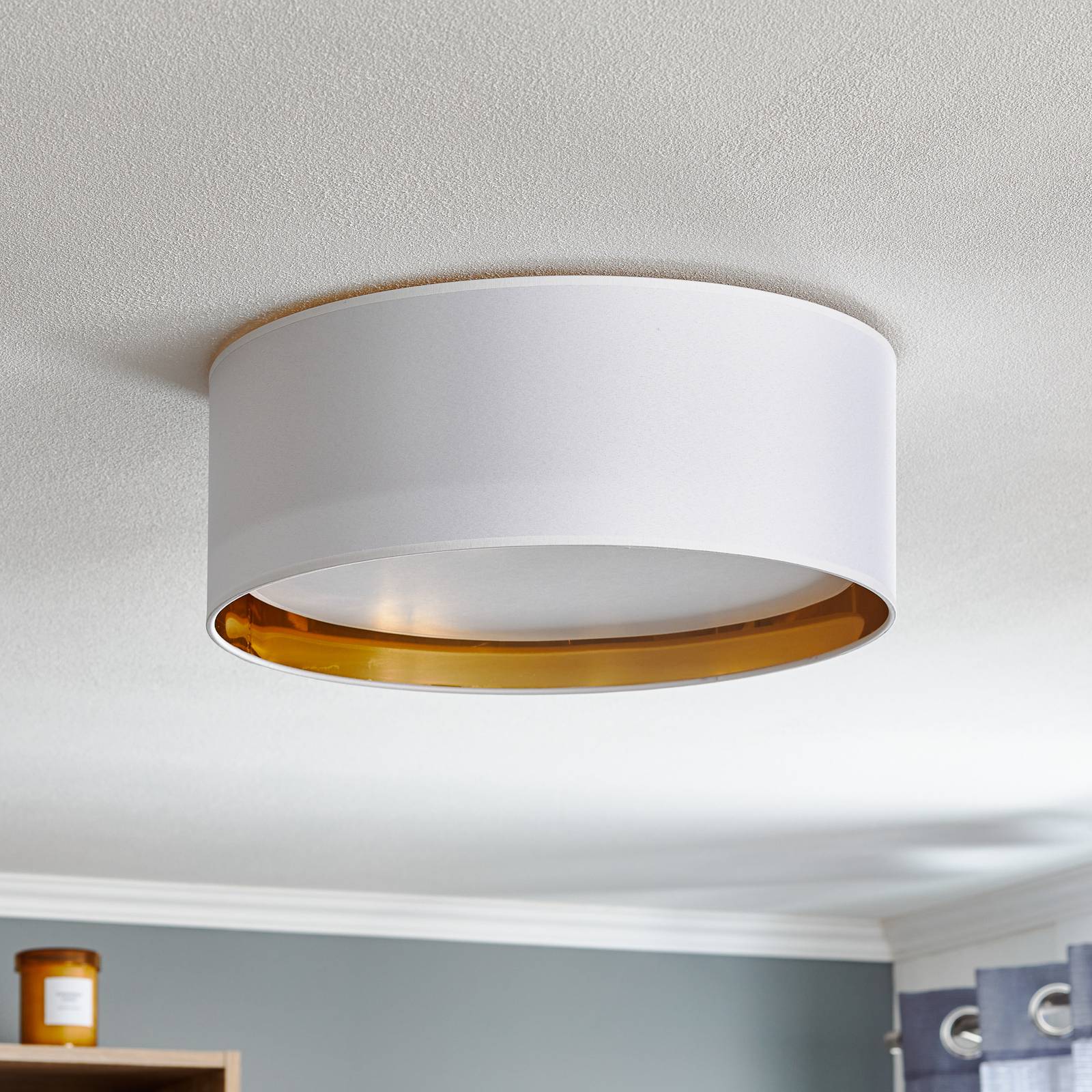 Lampa sufitowa Bilbao, biały/złoty, Ø 45 cm
