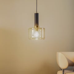 Lampada a sospensione Viva, fumo/nero/ottone, a 1 luce