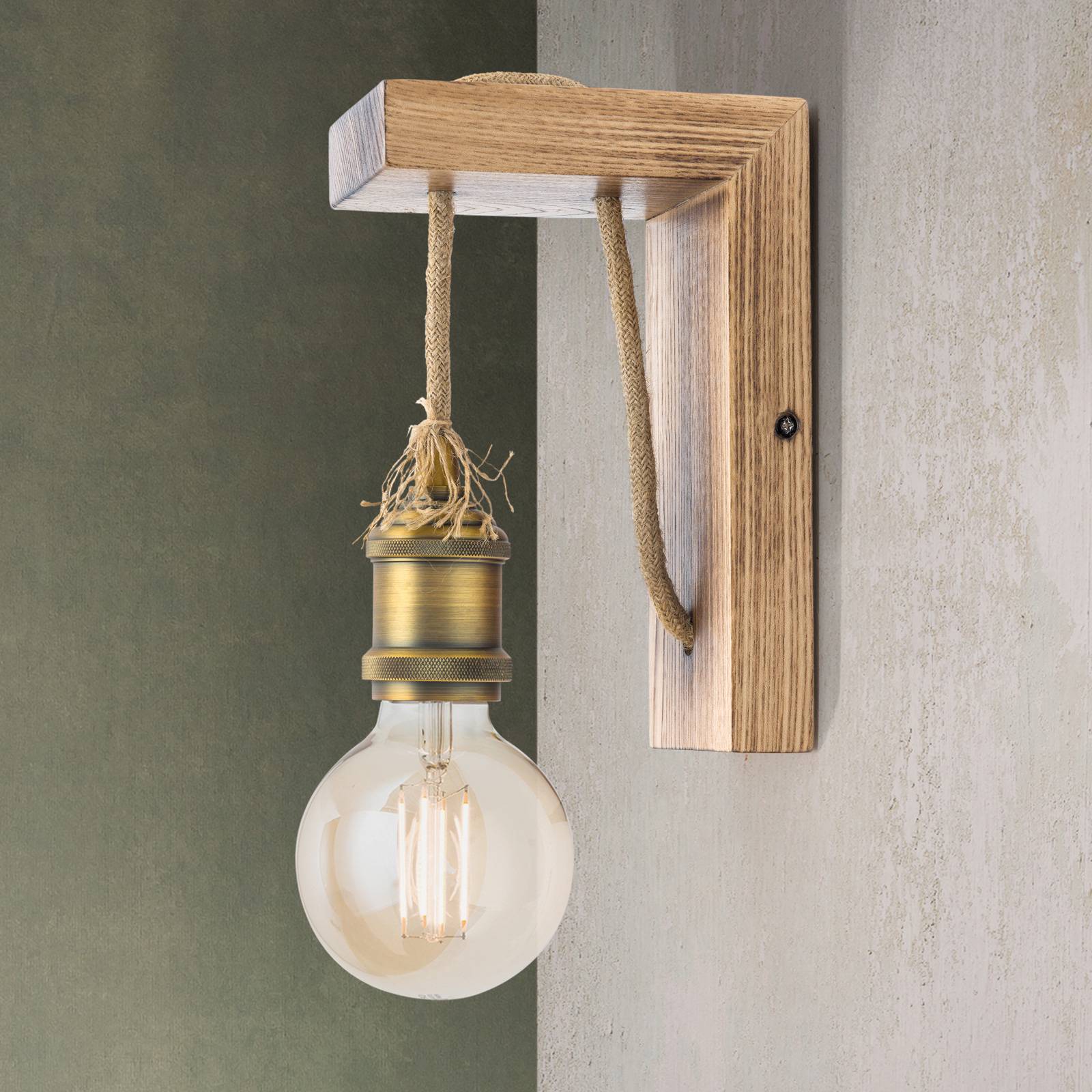 E-shop Nástenná lampa Bassena z pravého bledého dreva