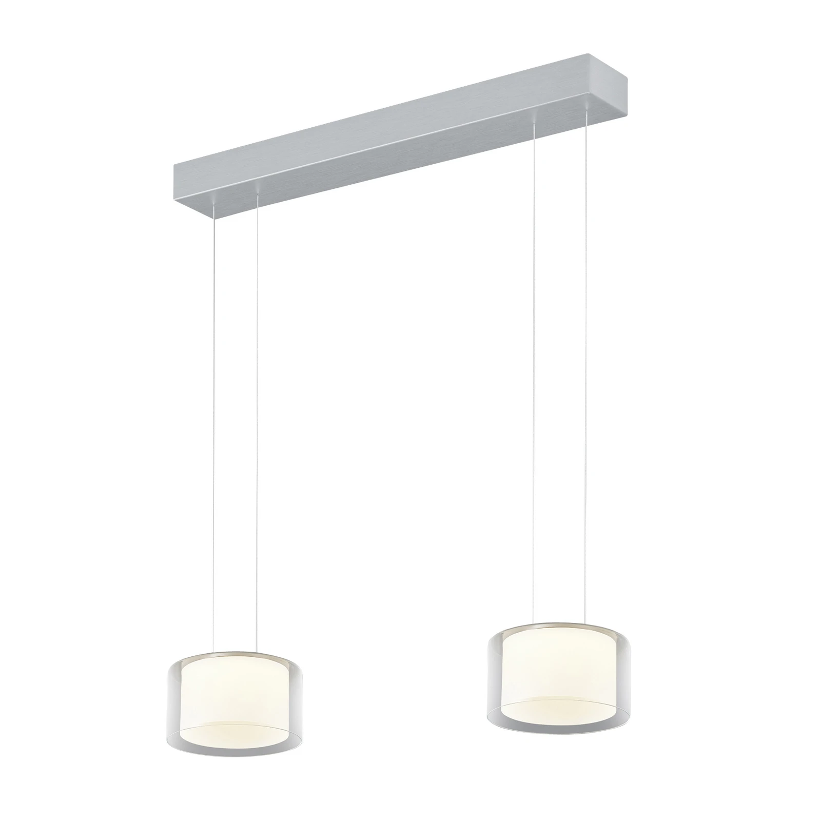 BANKAMP Grand Clear LED závesné svietidlo, dve svetlá